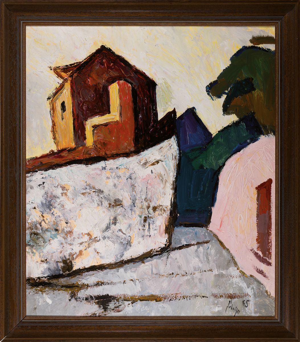 Detail k: Fritz Schnitzer, 1914-1976, Stadtansicht, Öl/Platte, signiert und datiert 1965, Rahmen, 66x58 cm