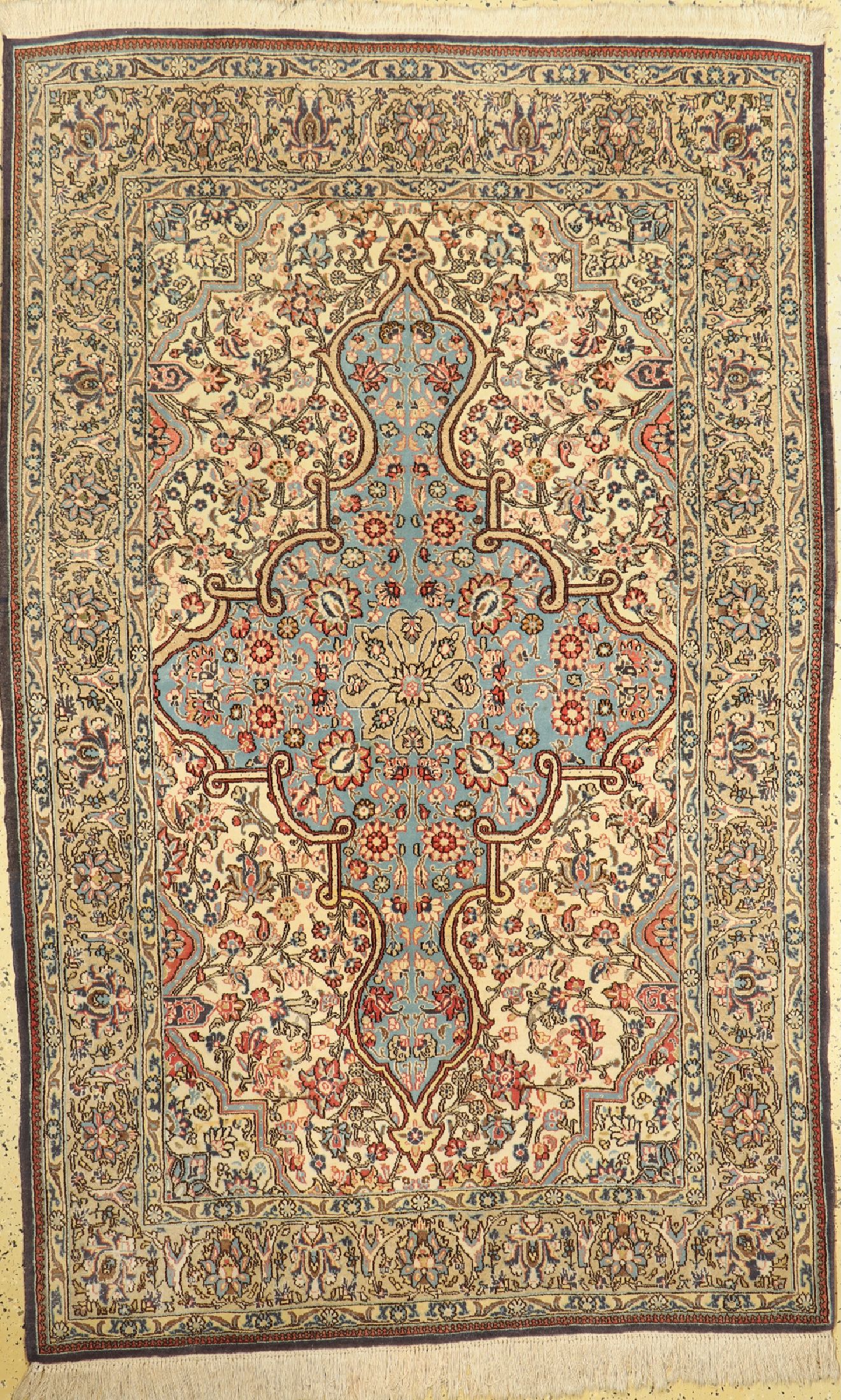 Ghom alt, Persien, um 1960, Wolle mit Seideauf Baumwolle, ca. 223 x 143 cm, EHZ: 2