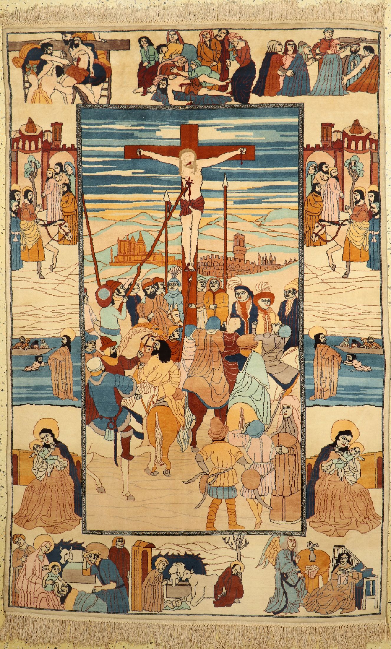 Lahor Kork fein, Pakistan, ca. 60 Jahre, Korkwolle auf Baumwolle, ca. 220 x 140 cm, EHZ: 1-2