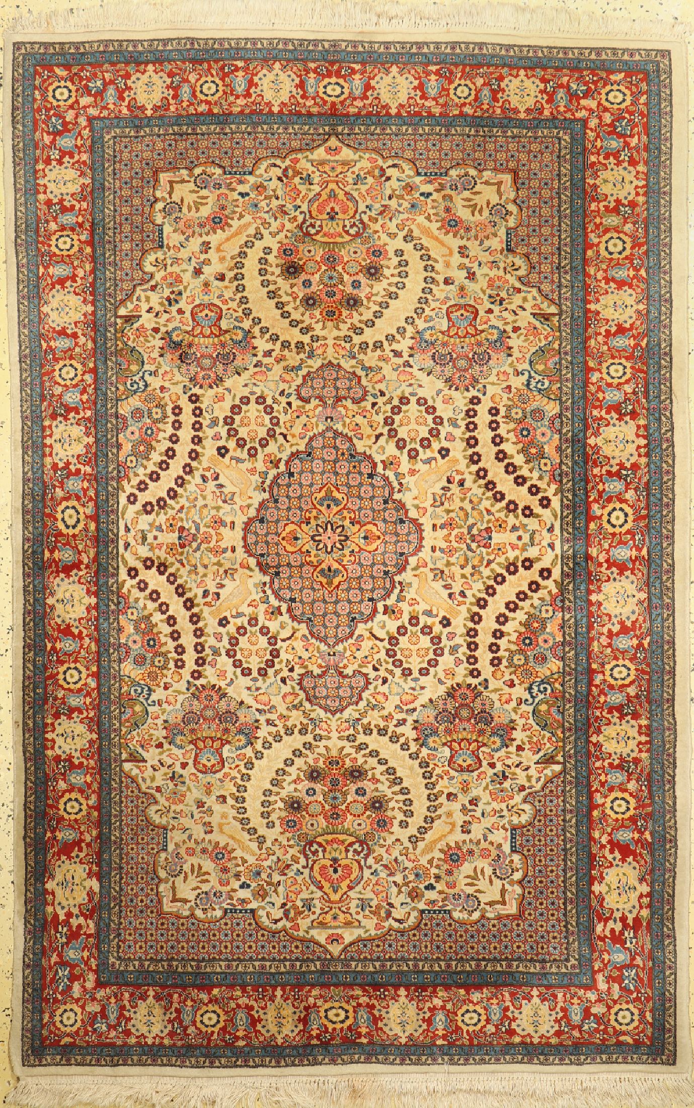 Lahor fein, Pakistan, ca. 60 Jahre, Korkwolle auf Baumwolle, ca. 202 x 140 cm, EHZ: 1-2