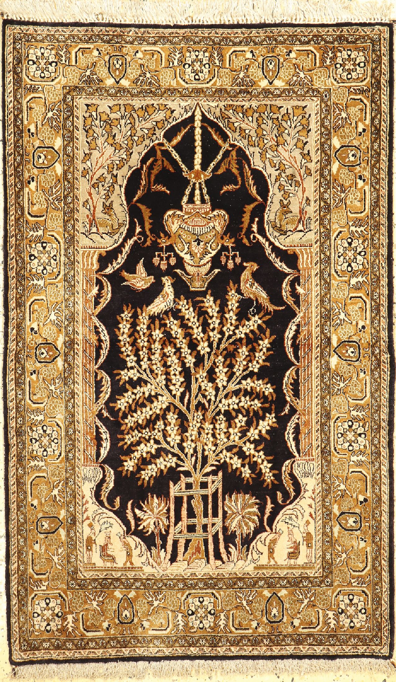 Ghom Seide, Persien, um 1950, reine Naturseide, ca. 140 x 85 cm, EHZ: 1-2