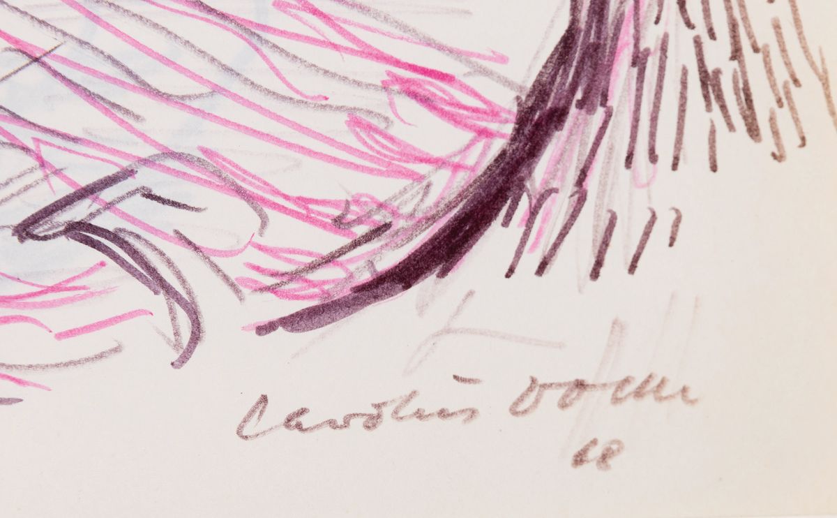 Detail b: Carolus Vocke, 1899 Heilbronn - 1979 Mannheim, Aquarell und 7 Skizzen, meist signiert, a. Aquarell, Altrhein mit Boot, signiert und dat. 8/68, ca. 46 ...