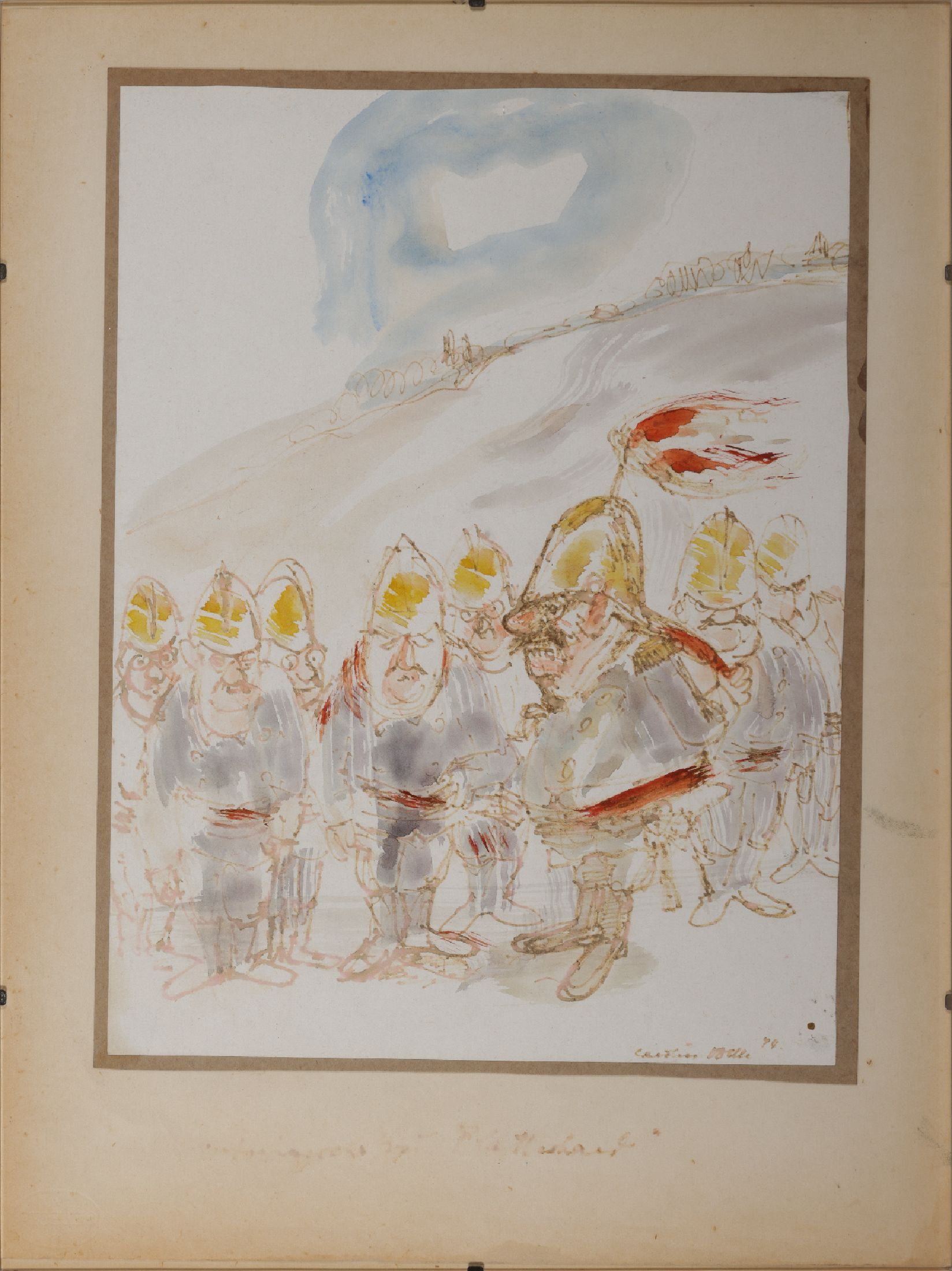 Detail e: Carolus Vocke, 1899 Heilbronn - 1979 Mannheim, Aquarell und 7 Skizzen, meist signiert, a. Aquarell, Altrhein mit Boot, signiert und dat. 8/68, ca. 46 ...