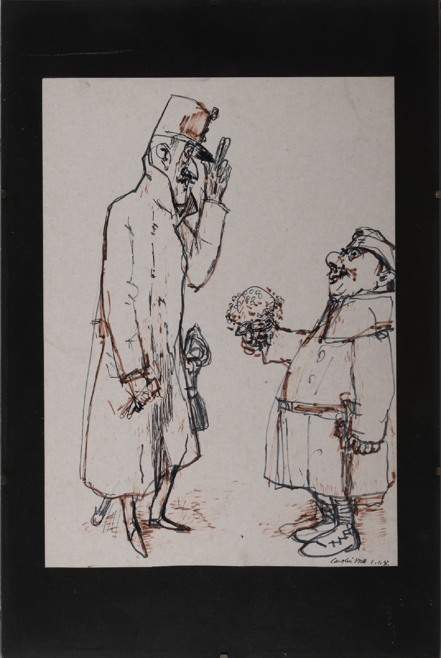Detail f: Carolus Vocke, 1899 Heilbronn - 1979 Mannheim, Aquarell und 7 Skizzen, meist signiert, a. Aquarell, Altrhein mit Boot, signiert und dat. 8/68, ca. 46 ...