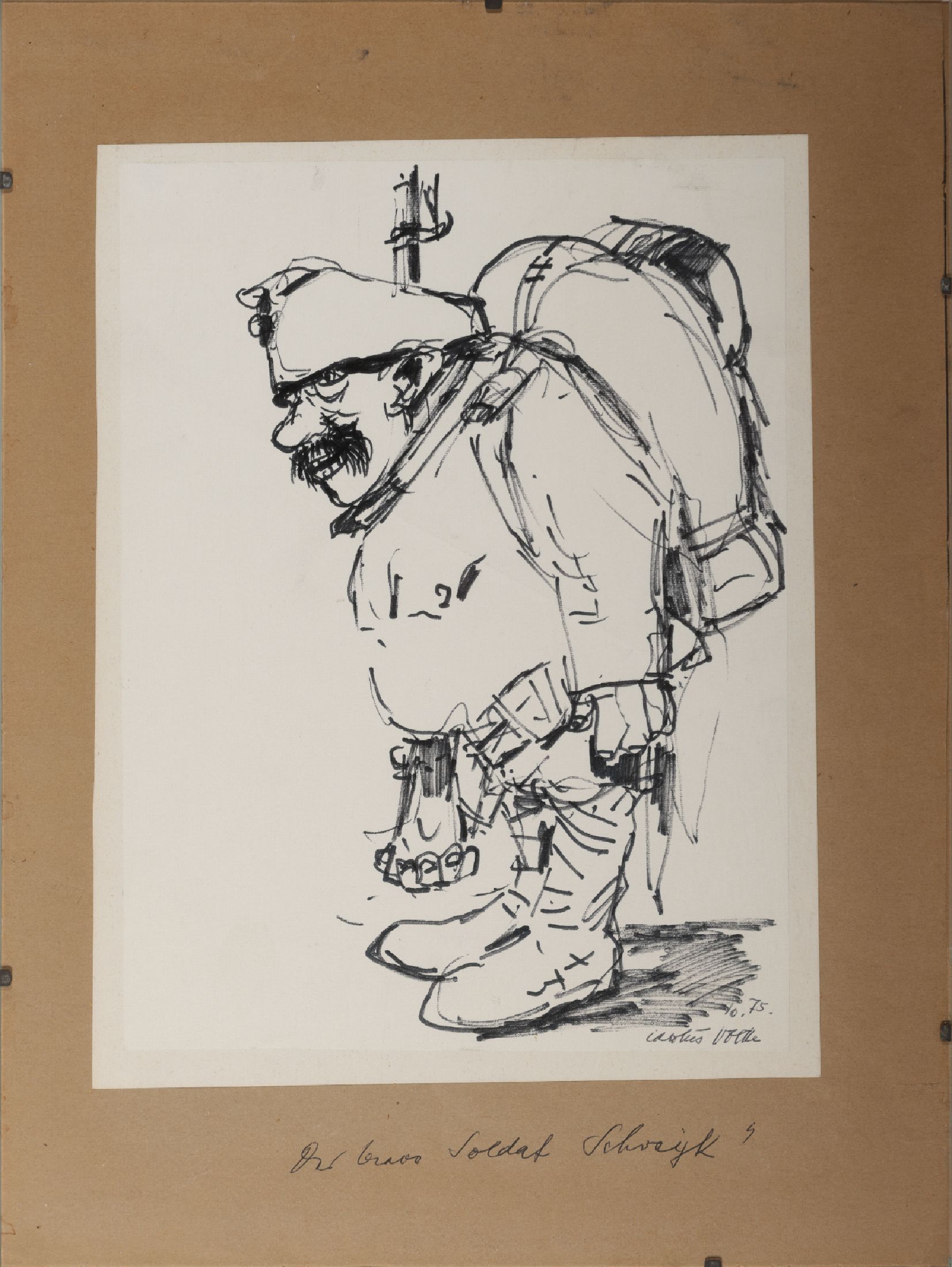 Detail g: Carolus Vocke, 1899 Heilbronn - 1979 Mannheim, Aquarell und 7 Skizzen, meist signiert, a. Aquarell, Altrhein mit Boot, signiert und dat. 8/68, ca. 46 ...