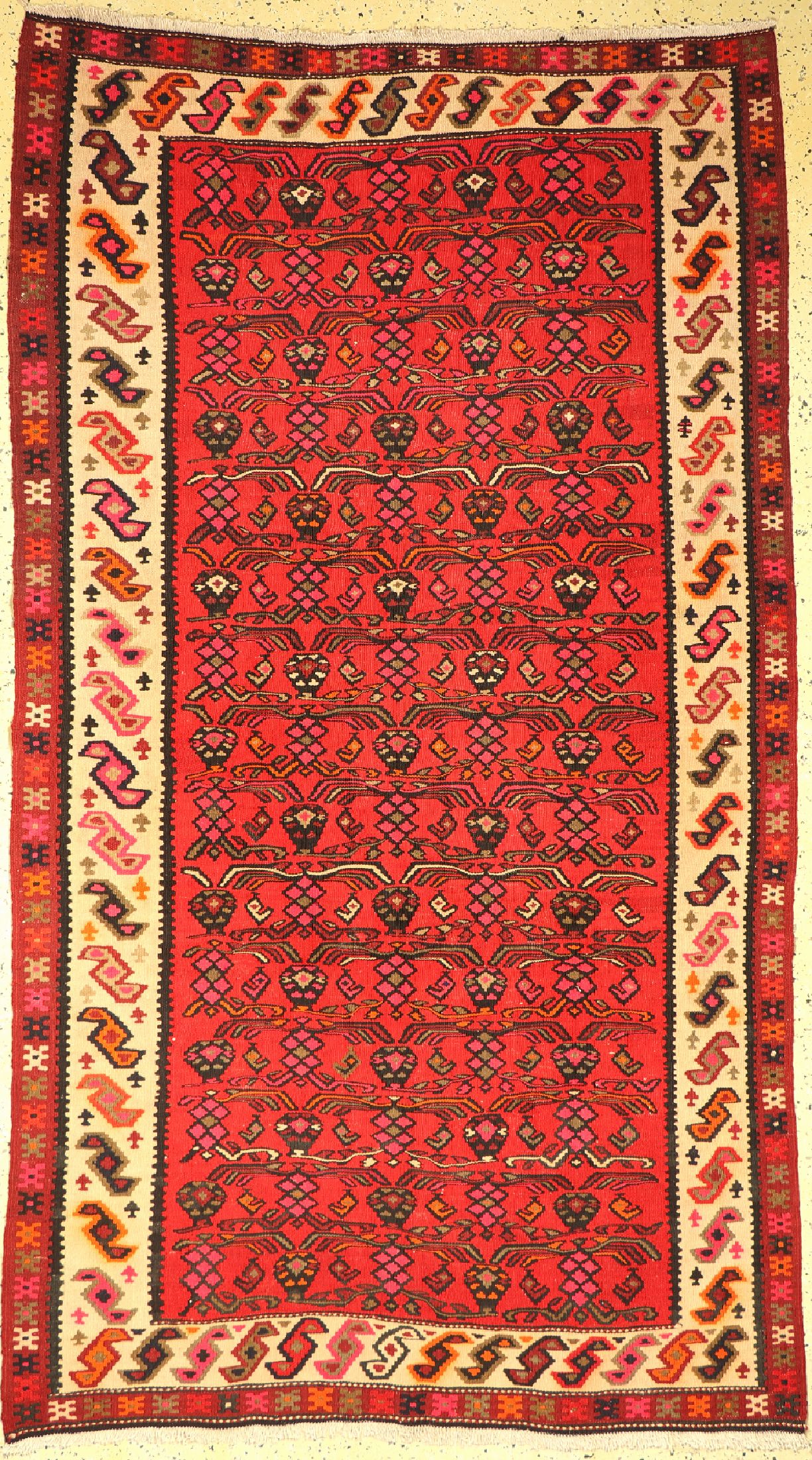 Dorfkelim alt, Persien, Malayer Region, um 1950, Wolle auf Baumwolle, ca. 269 x 152 cm, EHZ: 1-2