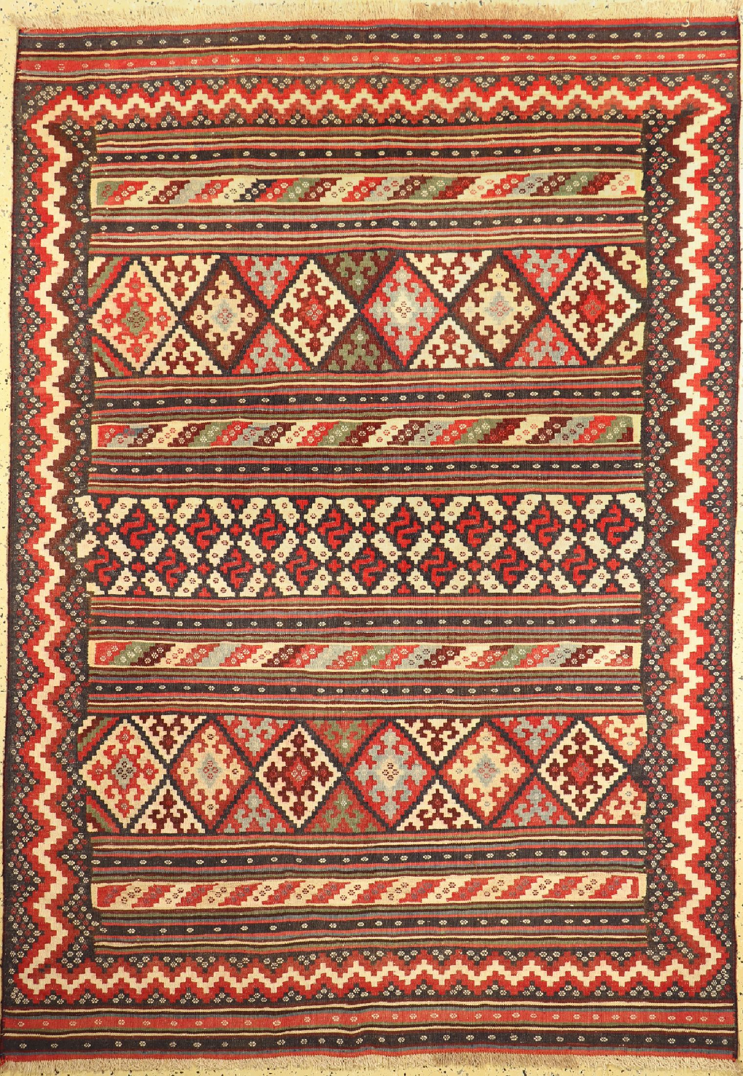 Sirdjan Kelim, Persien, um 1960, Wolle auf Wolle, ca. 236 x 166 cm, EHZ: 1-2