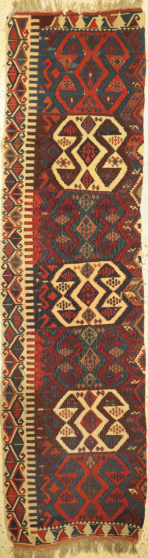 Anatol Kelim antik(1 Bahn), Türkei, 19.Jhd,Wolle auf Wolle, ca. 325 x 85 cm, EHZ: 4