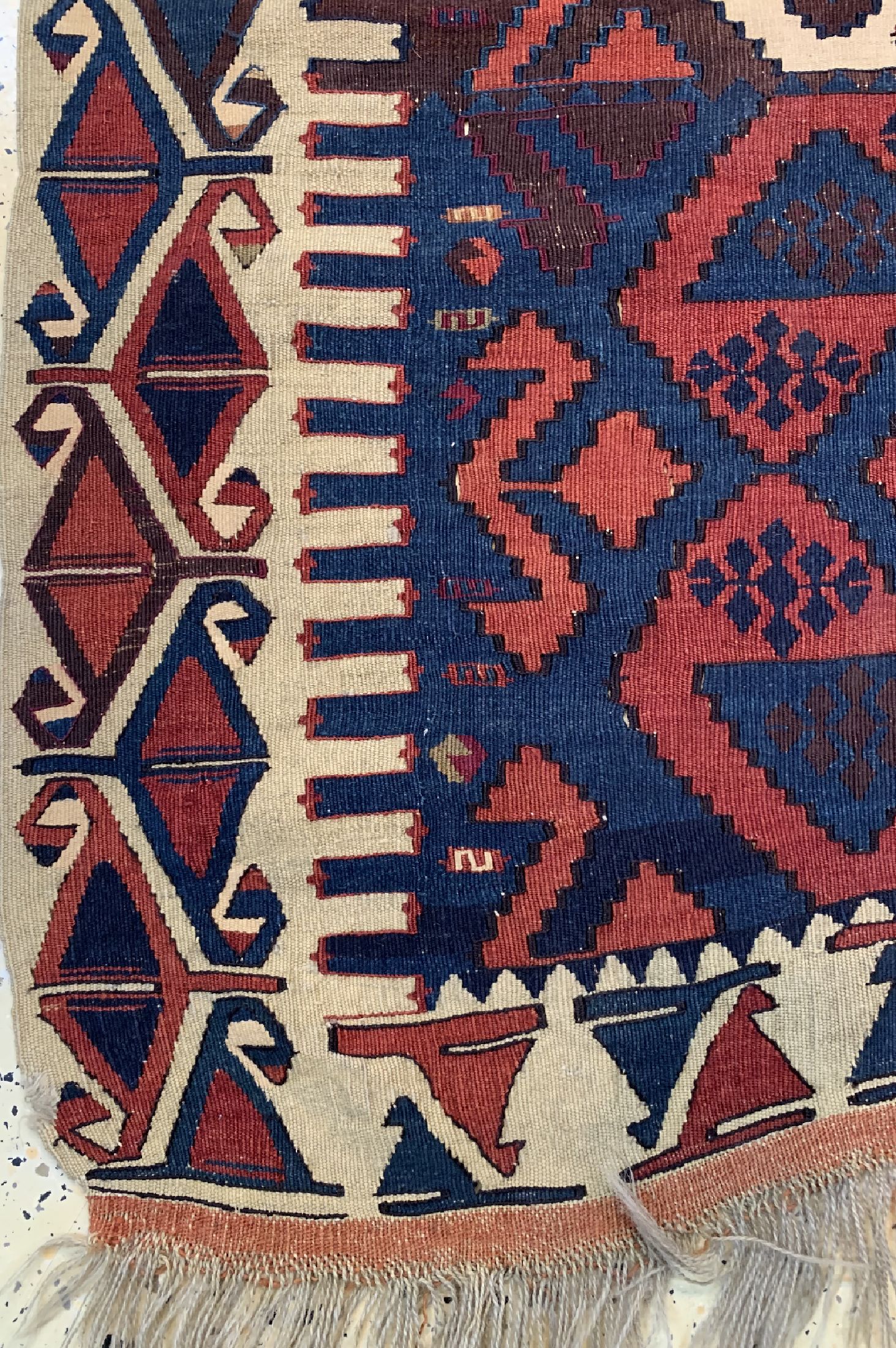 Detail a: Anatol Kelim antik(1 Bahn), Türkei, 19.Jhd,Wolle auf Wolle, ca. 325 x 85 cm, EHZ: 4