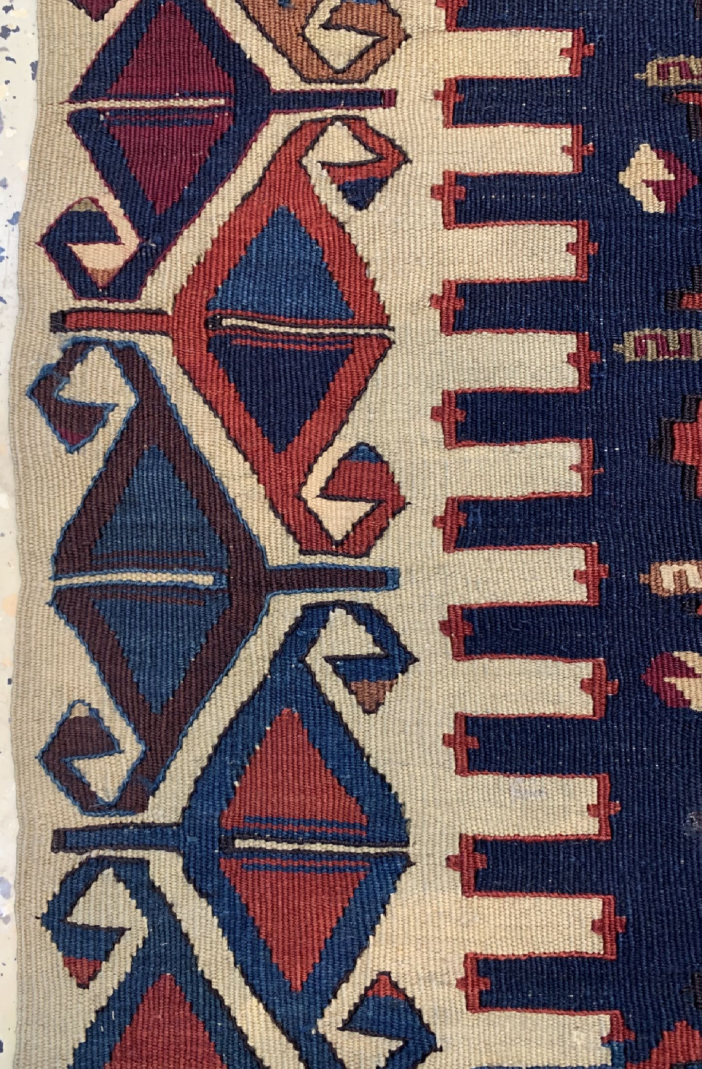 Detail c: Anatol Kelim antik(1 Bahn), Türkei, 19.Jhd,Wolle auf Wolle, ca. 325 x 85 cm, EHZ: 4