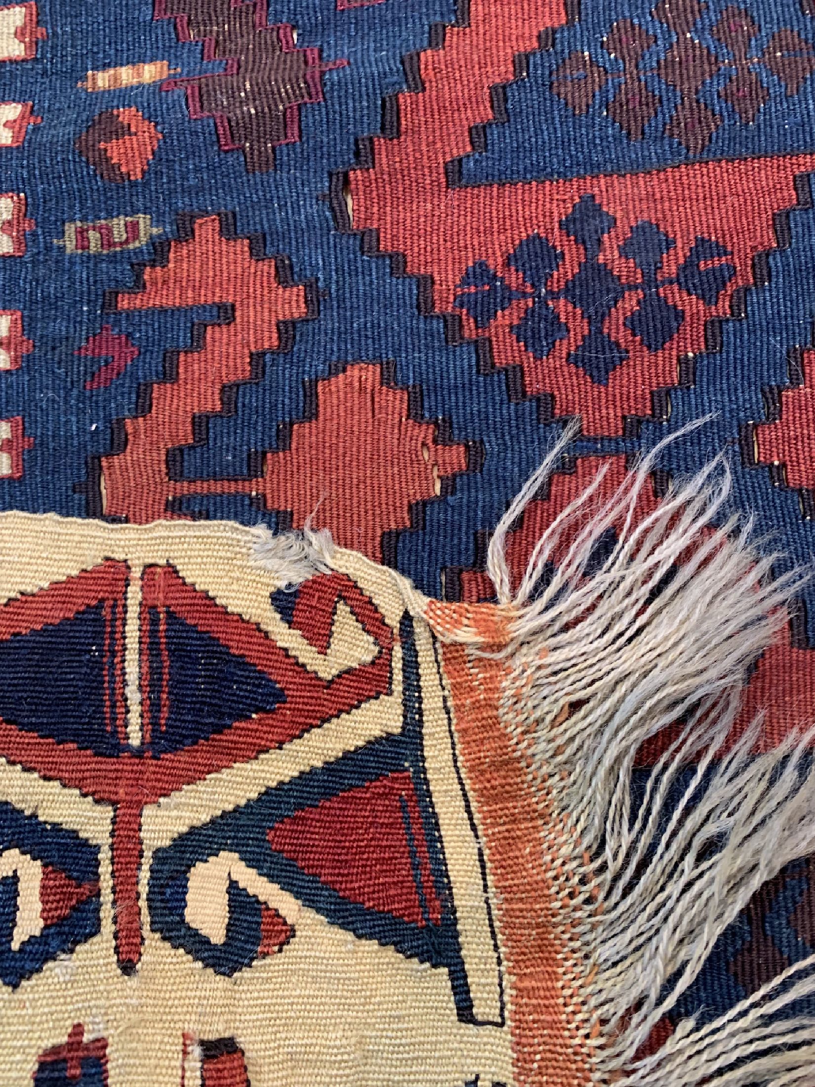 Detail d: Anatol Kelim antik(1 Bahn), Türkei, 19.Jhd,Wolle auf Wolle, ca. 325 x 85 cm, EHZ: 4