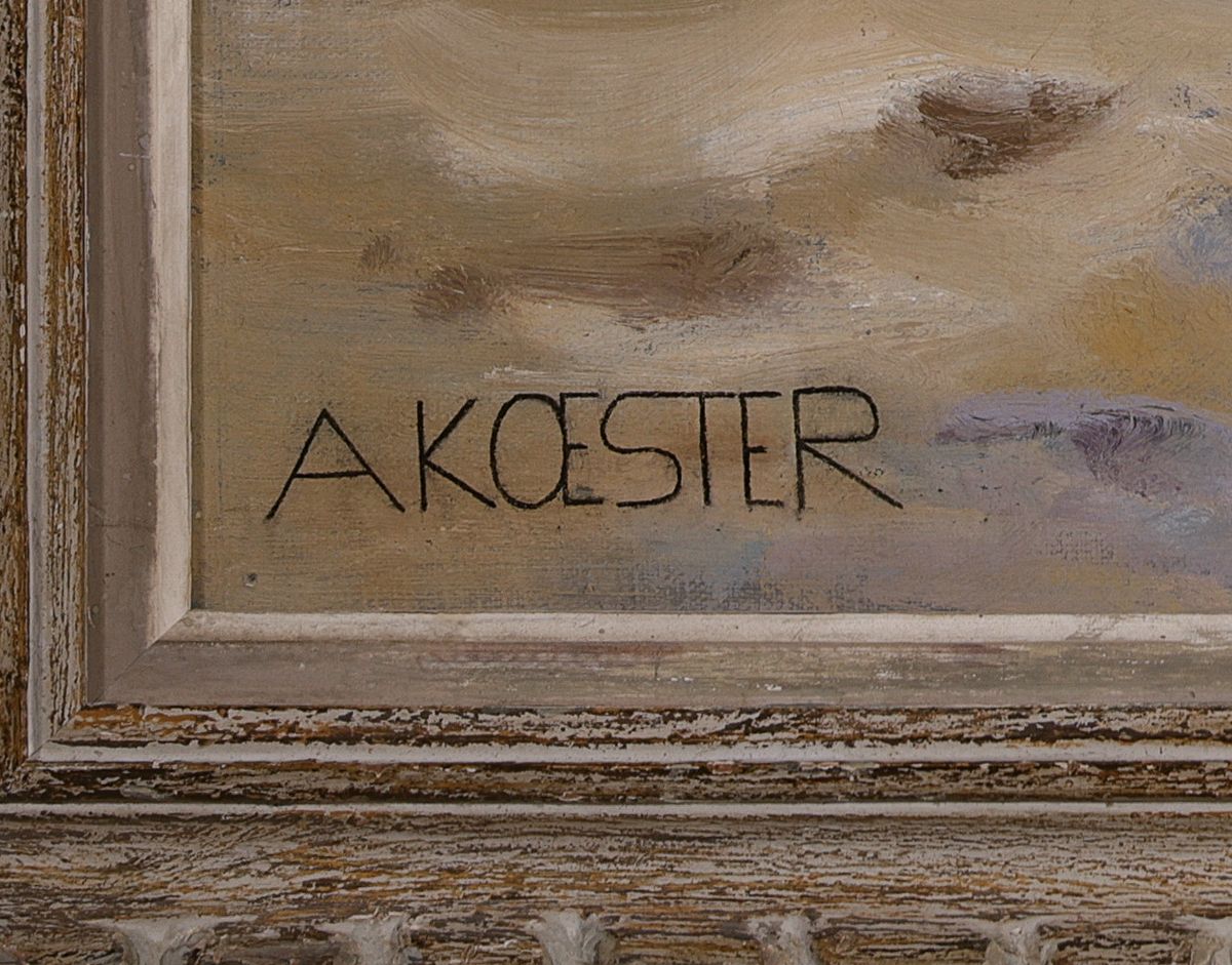 Detail a: Alexander Koester, 1864 Bergneustadt - 1932 München, Schilfteich, nach 1908, Dießen oderBodensee, Öl/Lwd/Holz, links unten signiert, ca. 42x59cm, ...
