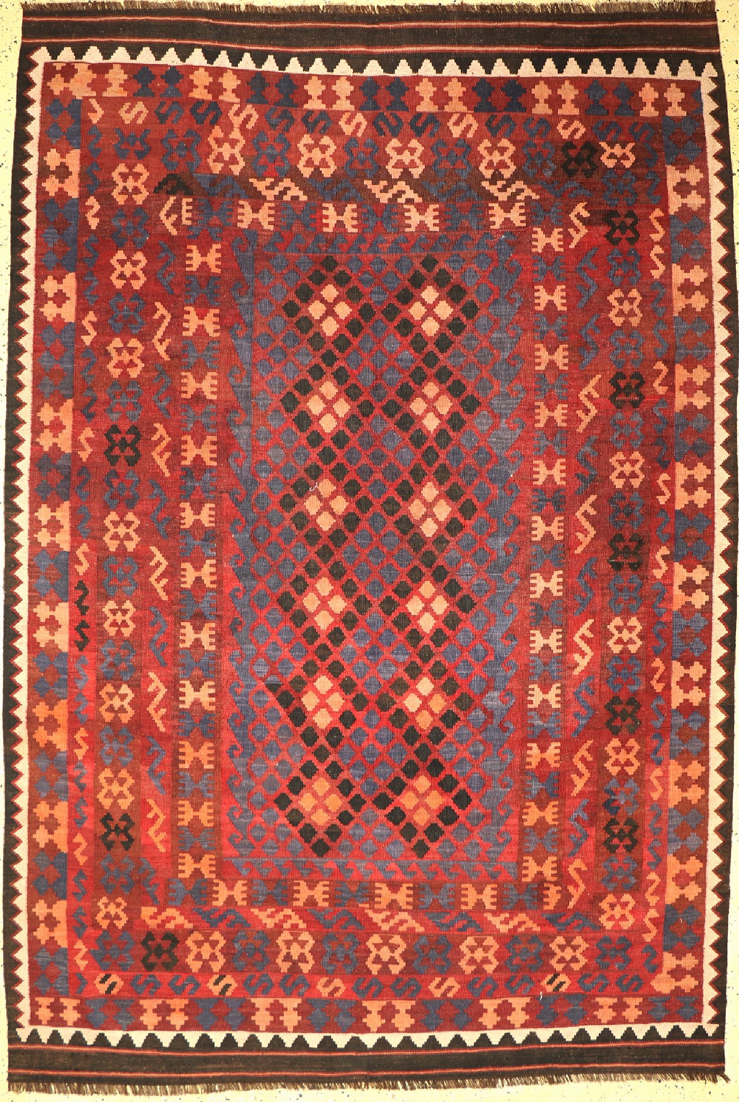 Maymaneh Kelim, Afghanistan, um 1950, Wolleauf Wolle, ca. 305 x 199 cm, EHZ: 1-2