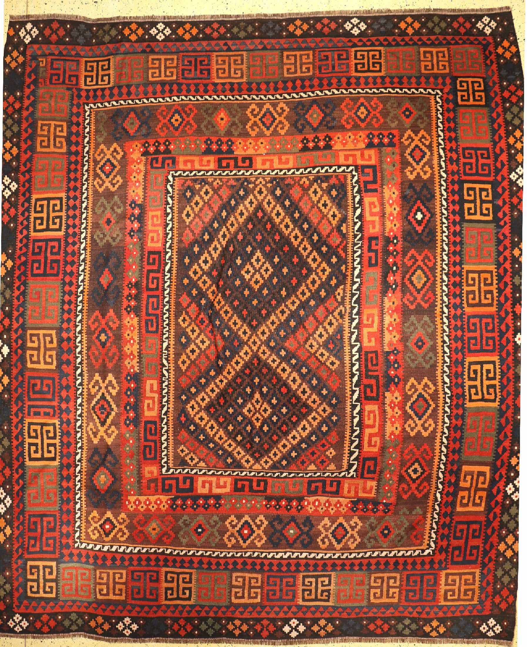 Maymaneh Kelim, Afghanistan, um 1930/1940, Wolle auf Wolle, ca. 366 x 325 cm, EHZ: 1-2