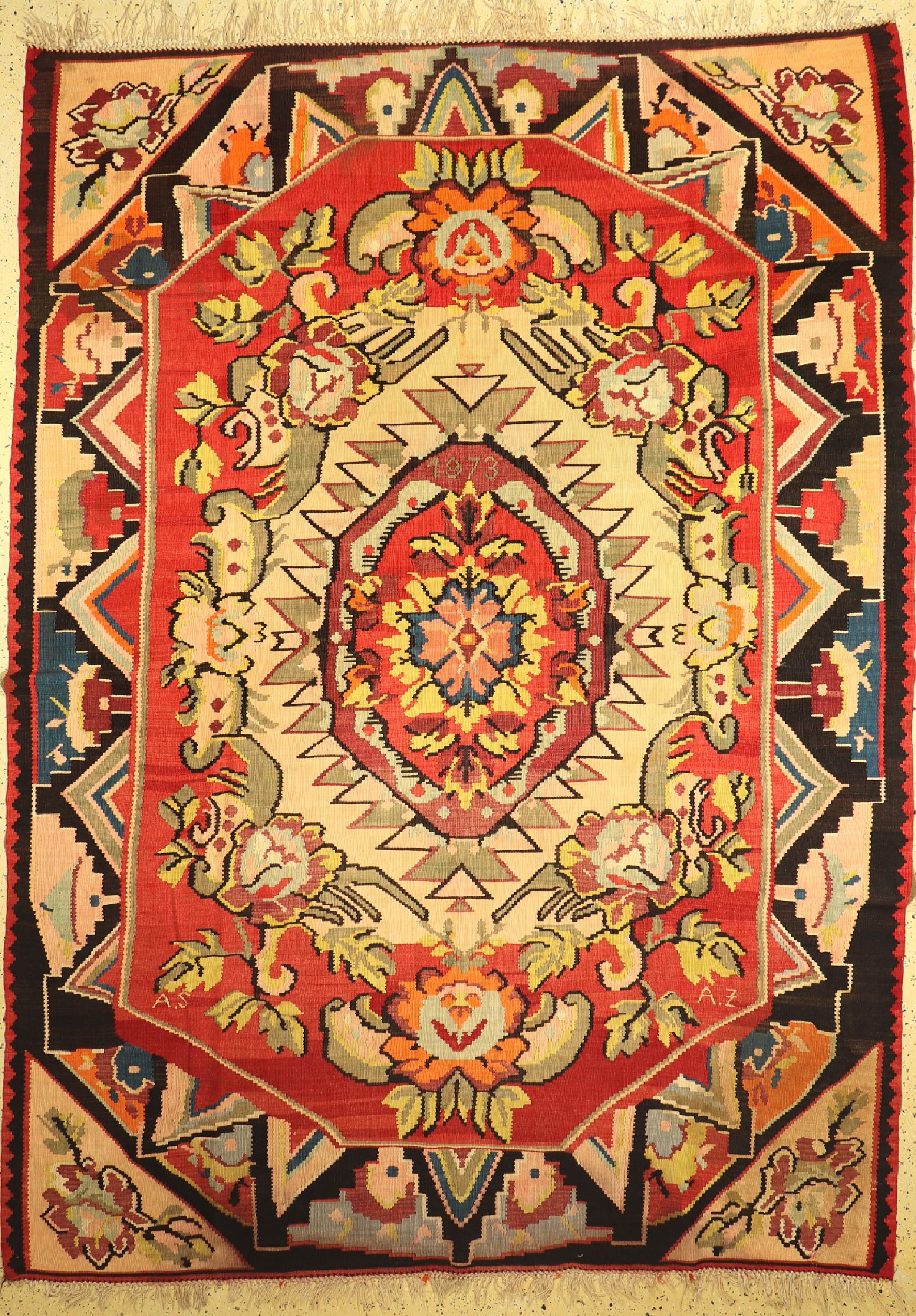 Thrakien Kelim, Südost Europa, datiert(1973), Wolle auf Wolle, ca. 340 x 246 cm, verfärbt, EHZ: 2