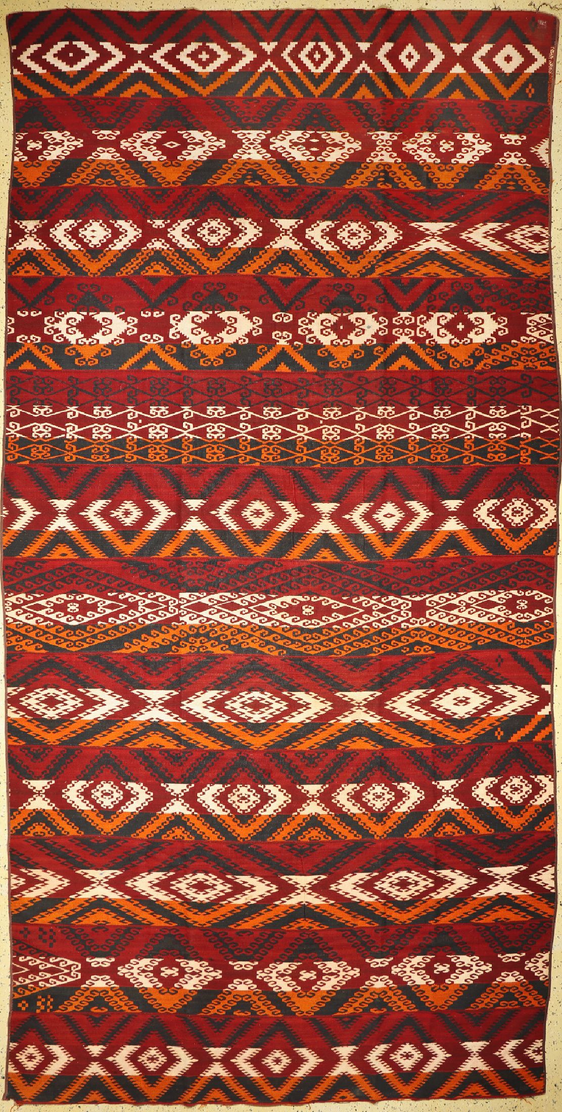Yomud Kelim, Turkmenistan, um 1920/1930, Wolle auf Wolle, ca. 435 x 214 cm, EHZ: 2(kleines Loch)