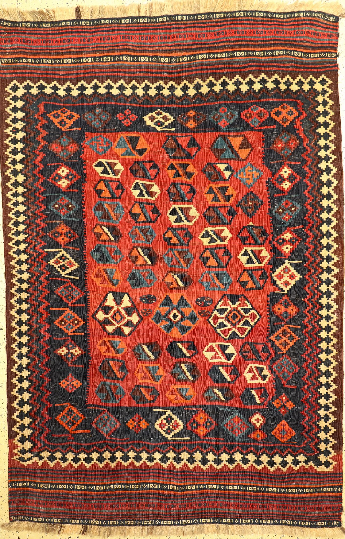 Ghaschgai Kelim, Persien, um 1920, Wolle auf Wolle, ca. 251 x 167 cm, EHZ: 1-2