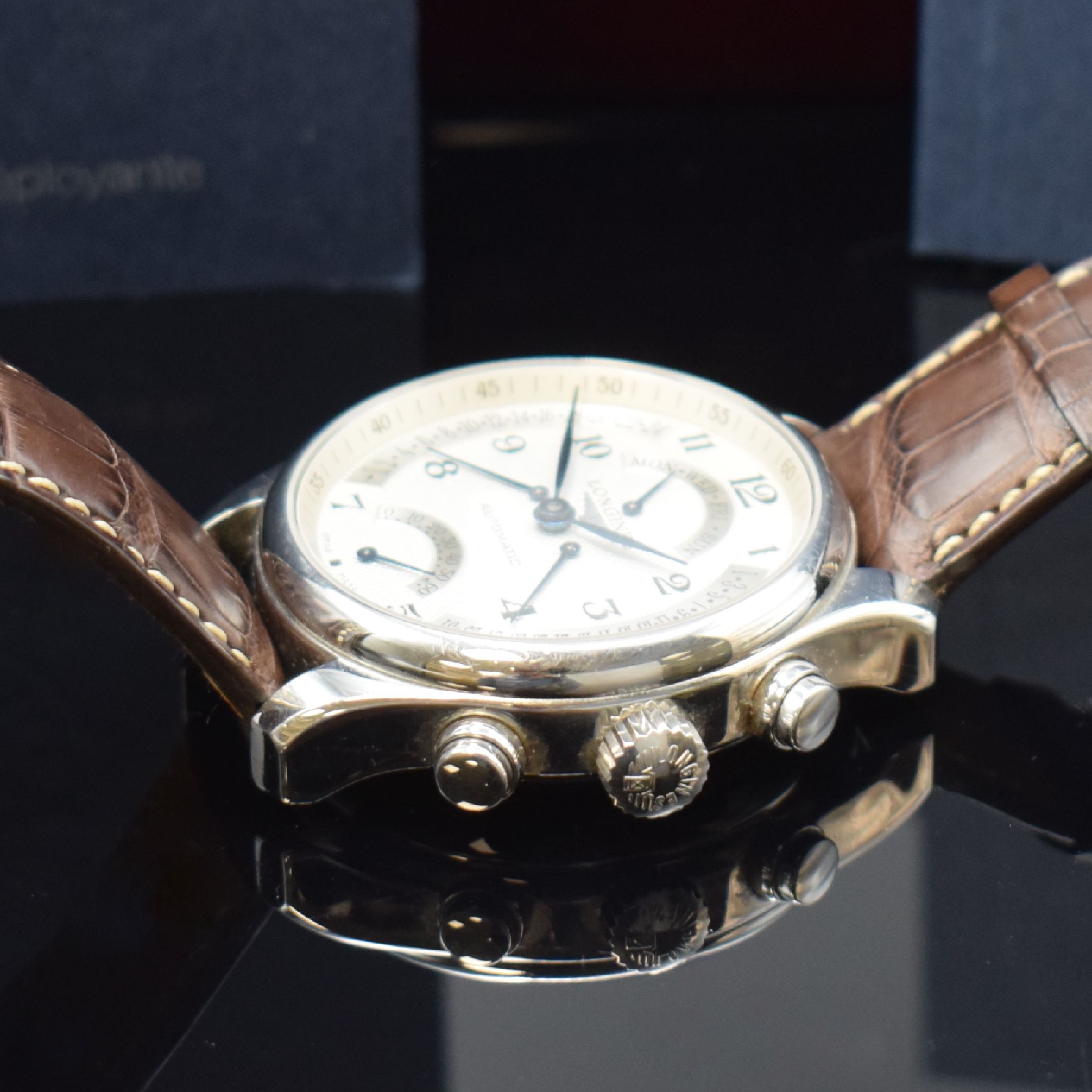 Detail c: LONGINES Herrenarmbanduhr aus der Master Collection Referenz L2.717.4, Automatik, Edelstahlgeh. inkl. orig. Lederband m. dopp. Faltschl., beids. ...