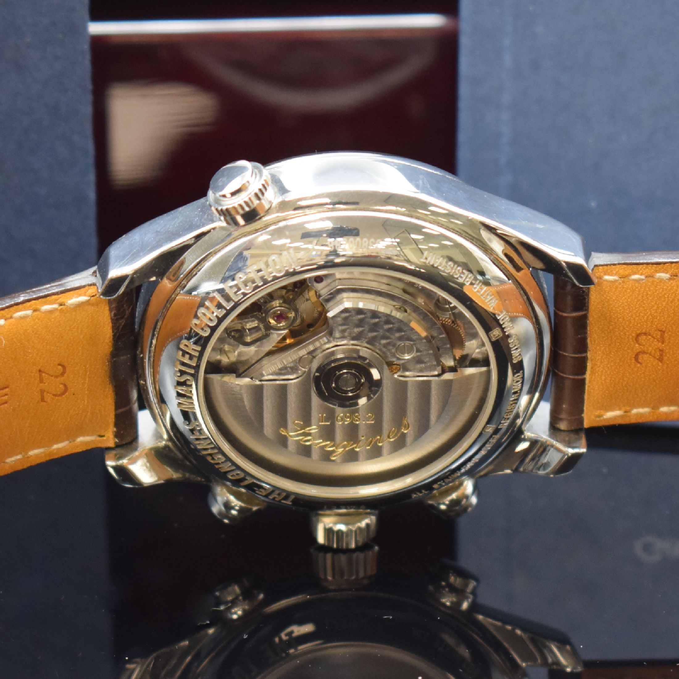 Detail f: LONGINES Herrenarmbanduhr aus der Master Collection Referenz L2.717.4, Automatik, Edelstahlgeh. inkl. orig. Lederband m. dopp. Faltschl., beids. ...