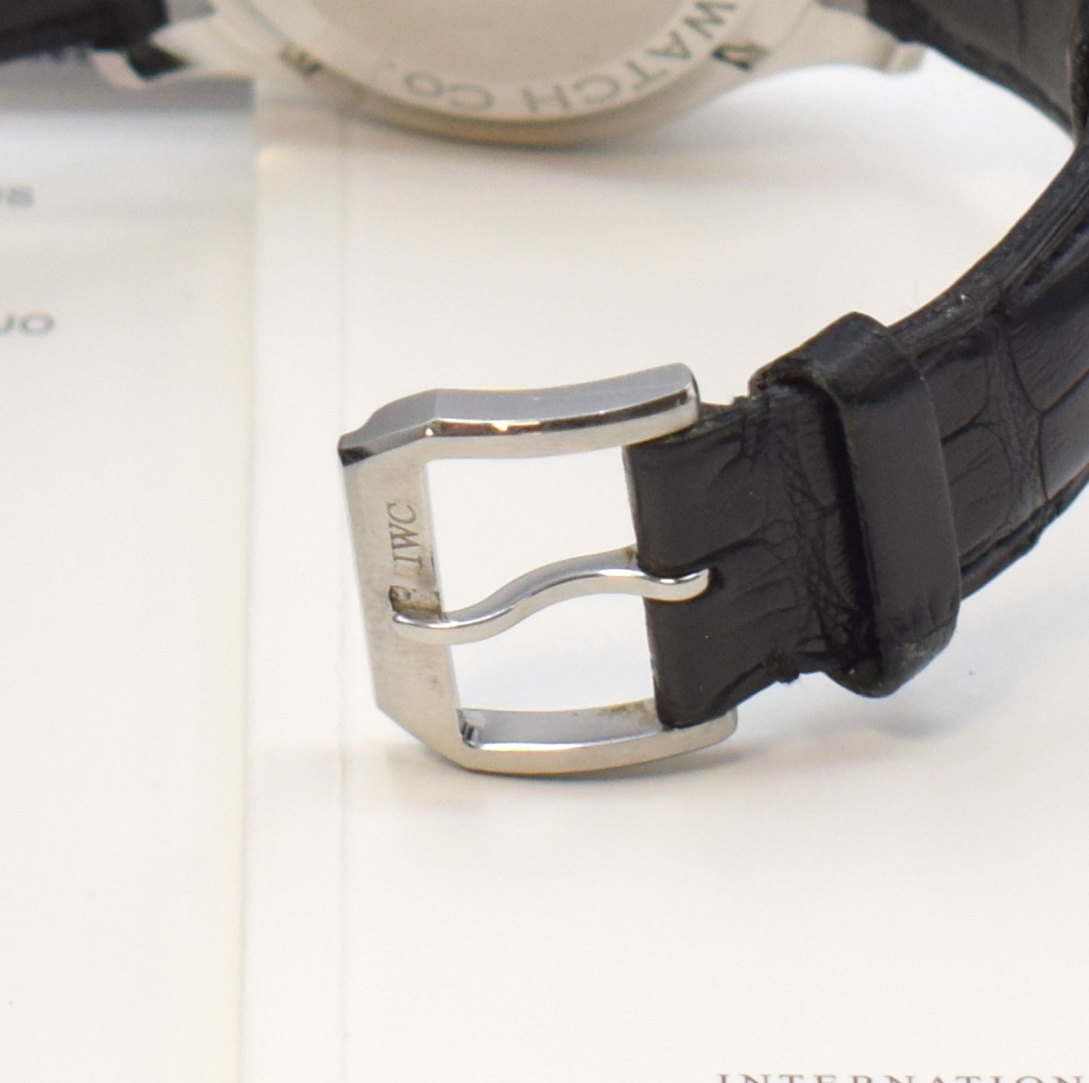 Detail b: IWC Armbandchronograph Modell Portugieser Referenz 3714, Automatik, Edelstahlgeh. inkl. orig. Lederband m. orig. Dornschl., Boden 4-fach verschr., ...
