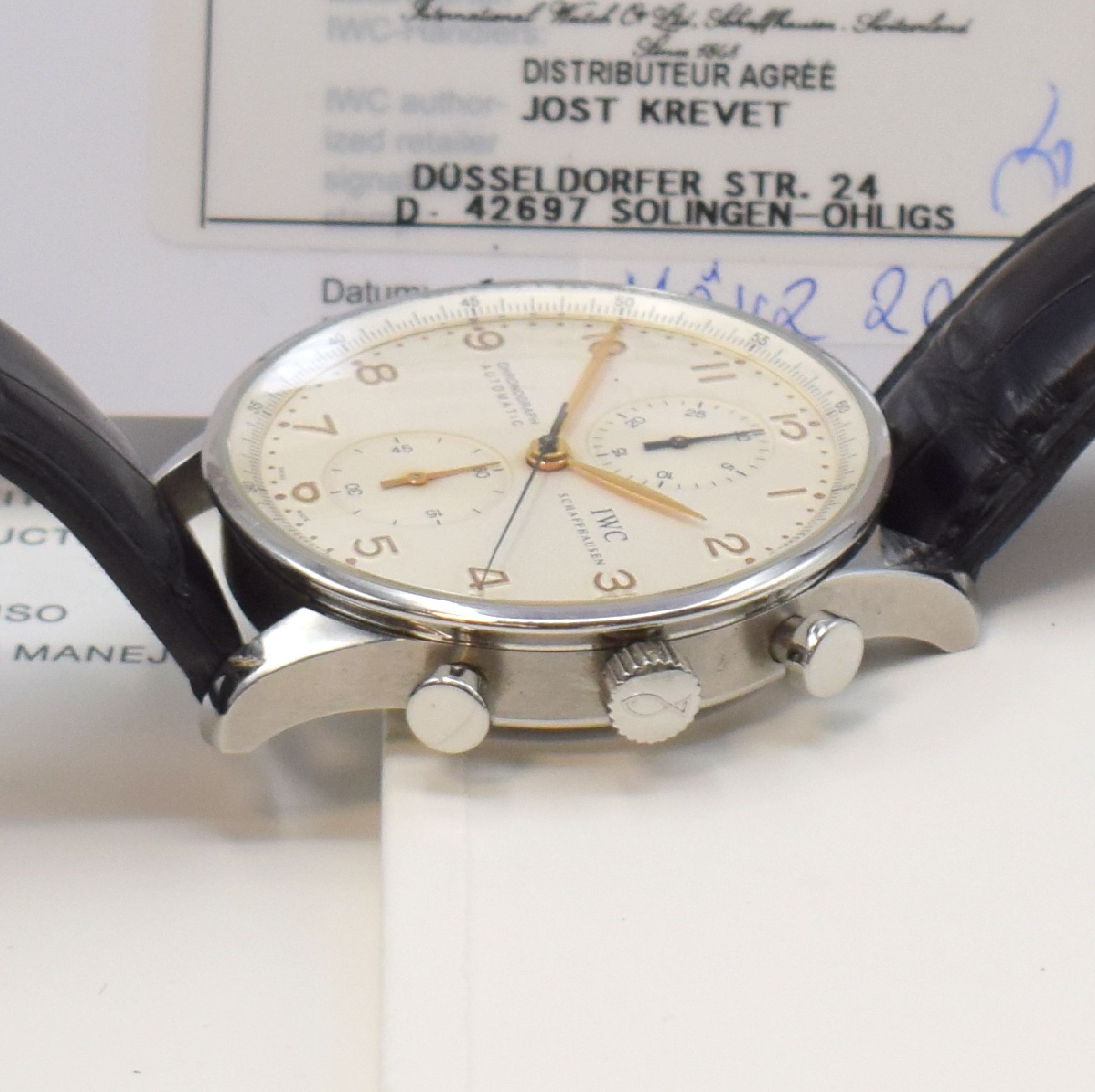 Detail c: IWC Armbandchronograph Modell Portugieser Referenz 3714, Automatik, Edelstahlgeh. inkl. orig. Lederband m. orig. Dornschl., Boden 4-fach verschr., ...