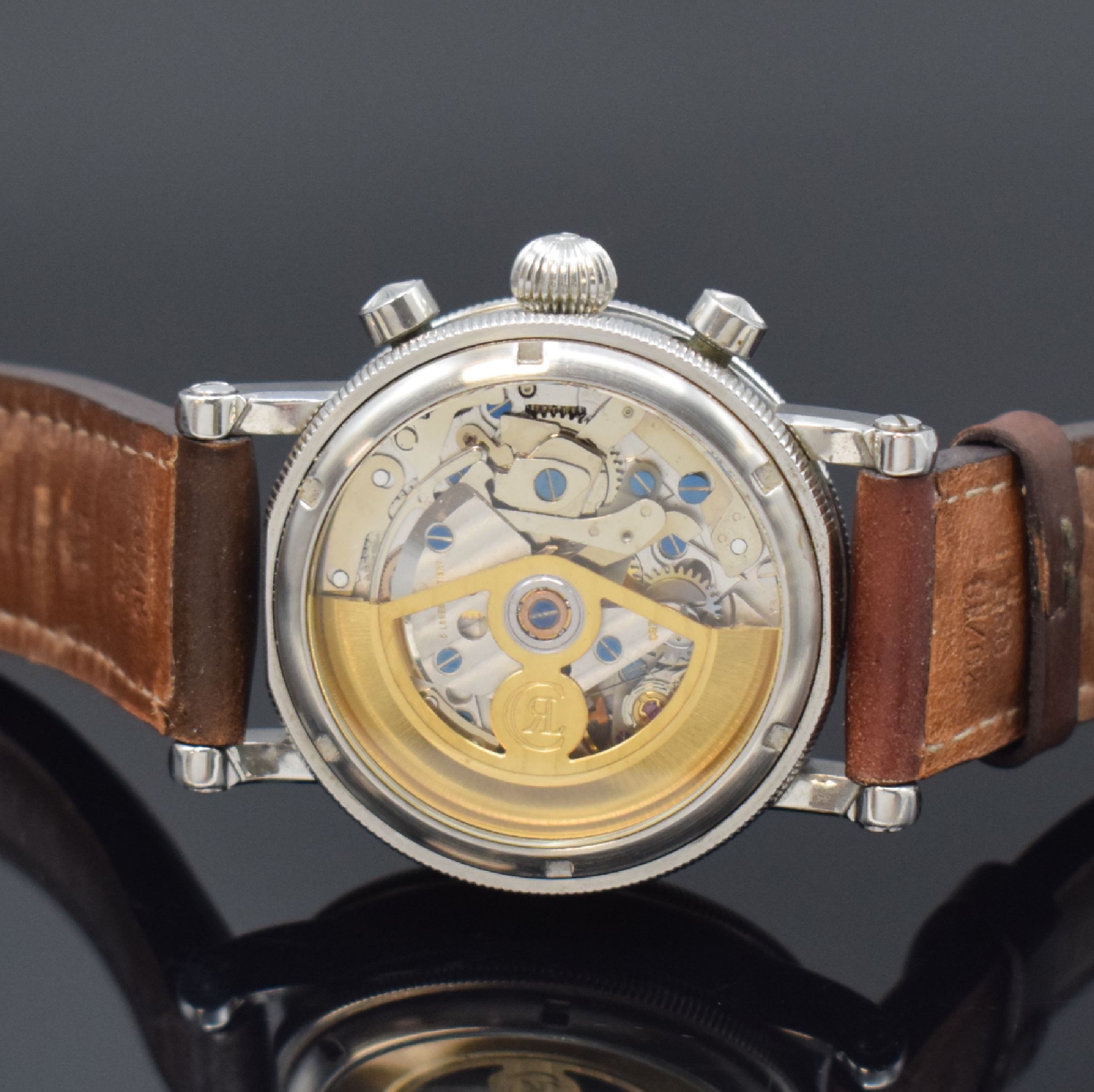 Detail f: CHRONOSWISS Armbandchronometer mit Chronograph Referenz CH 7523, Automatik, Schweiz um 1994, Edelstahlgeh. inkl. Lederband m. orig. Dornschl., beids. ...