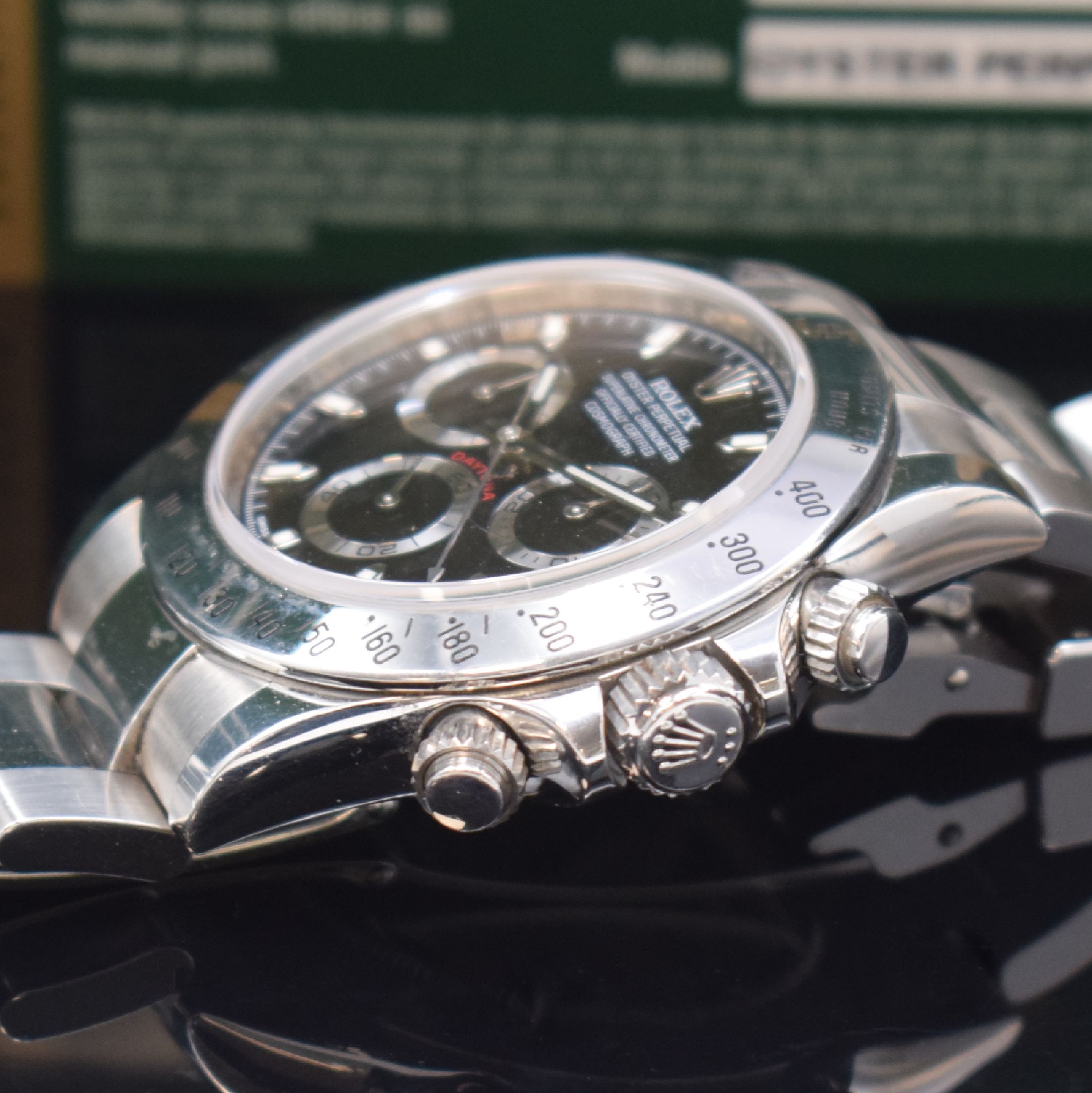 Detail d: ROLEX Herrenarmbanduhr Oyster Perpetual Cosmograph Daytona Referenz 116520, Automatik, LC 100, Chronometer der Superlative in Edelstahl inkl. ...