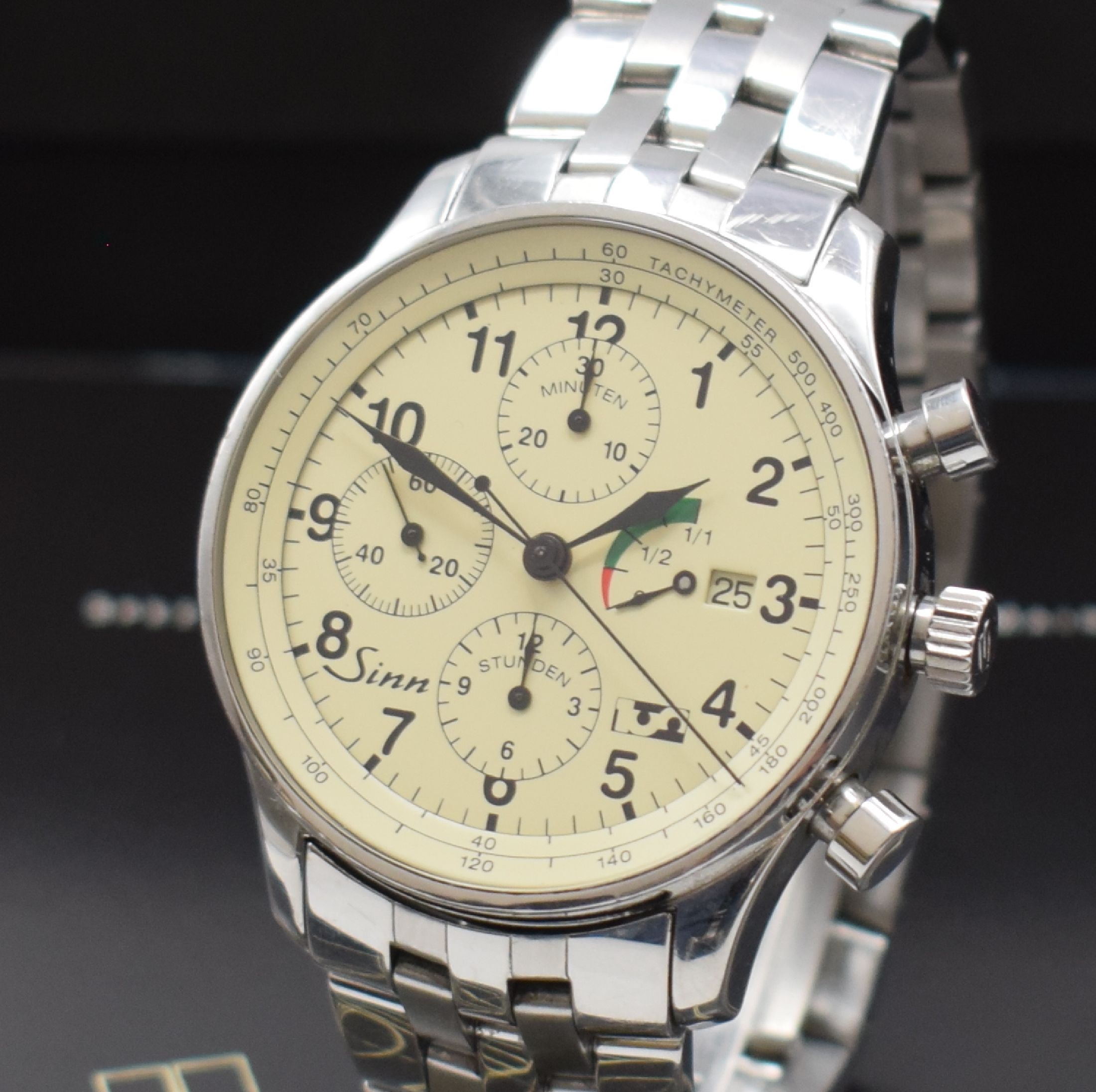 Detail a: SINN 100 Jahre FULDA auf 500 Stück limitierte Herrenarmbanduhr mit Chronograph, Deutschland 2000, Automatik, herausgegeben anl. 100 jährigen ...