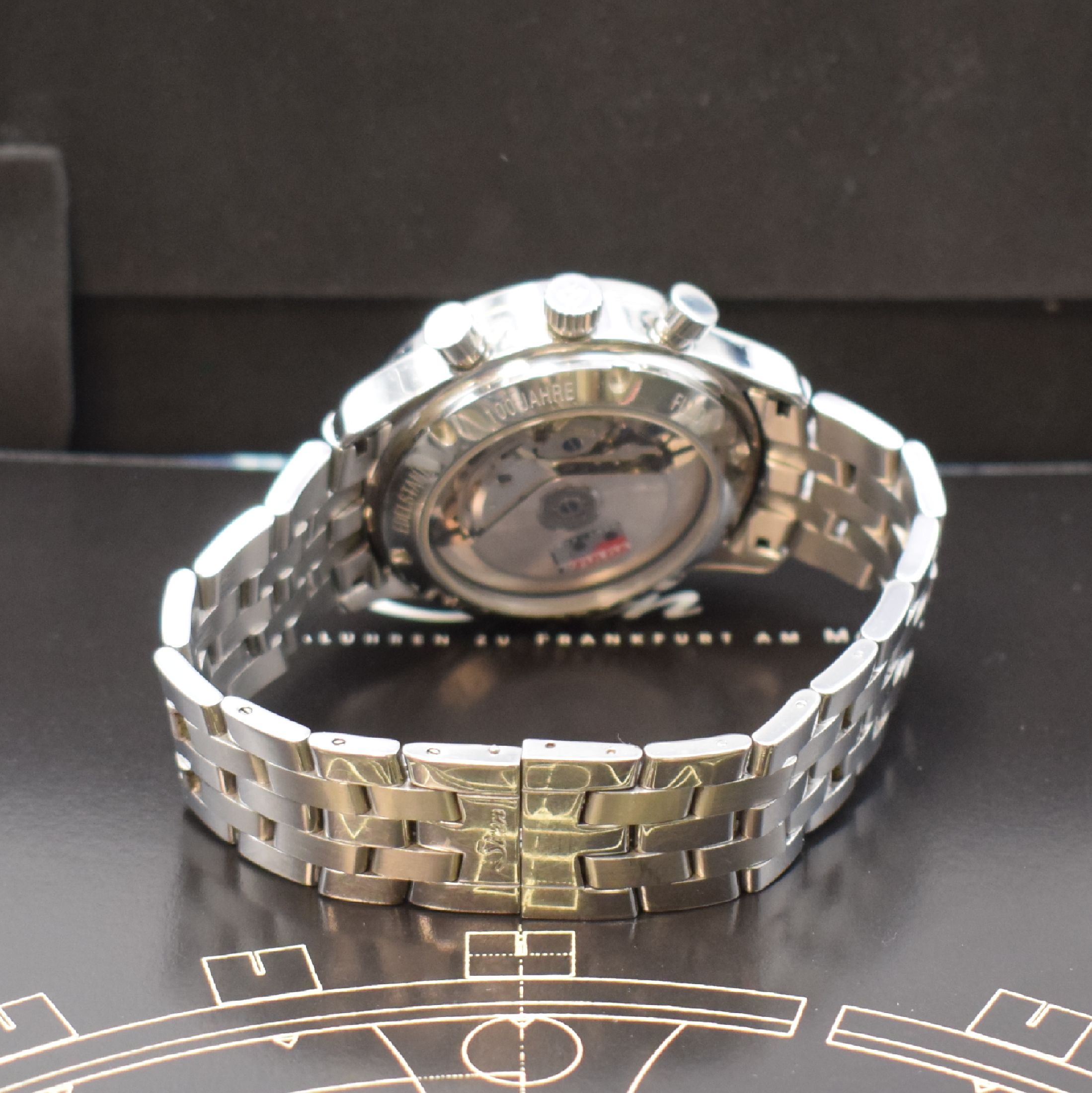 Detail b: SINN 100 Jahre FULDA auf 500 Stück limitierte Herrenarmbanduhr mit Chronograph, Deutschland 2000, Automatik, herausgegeben anl. 100 jährigen ...