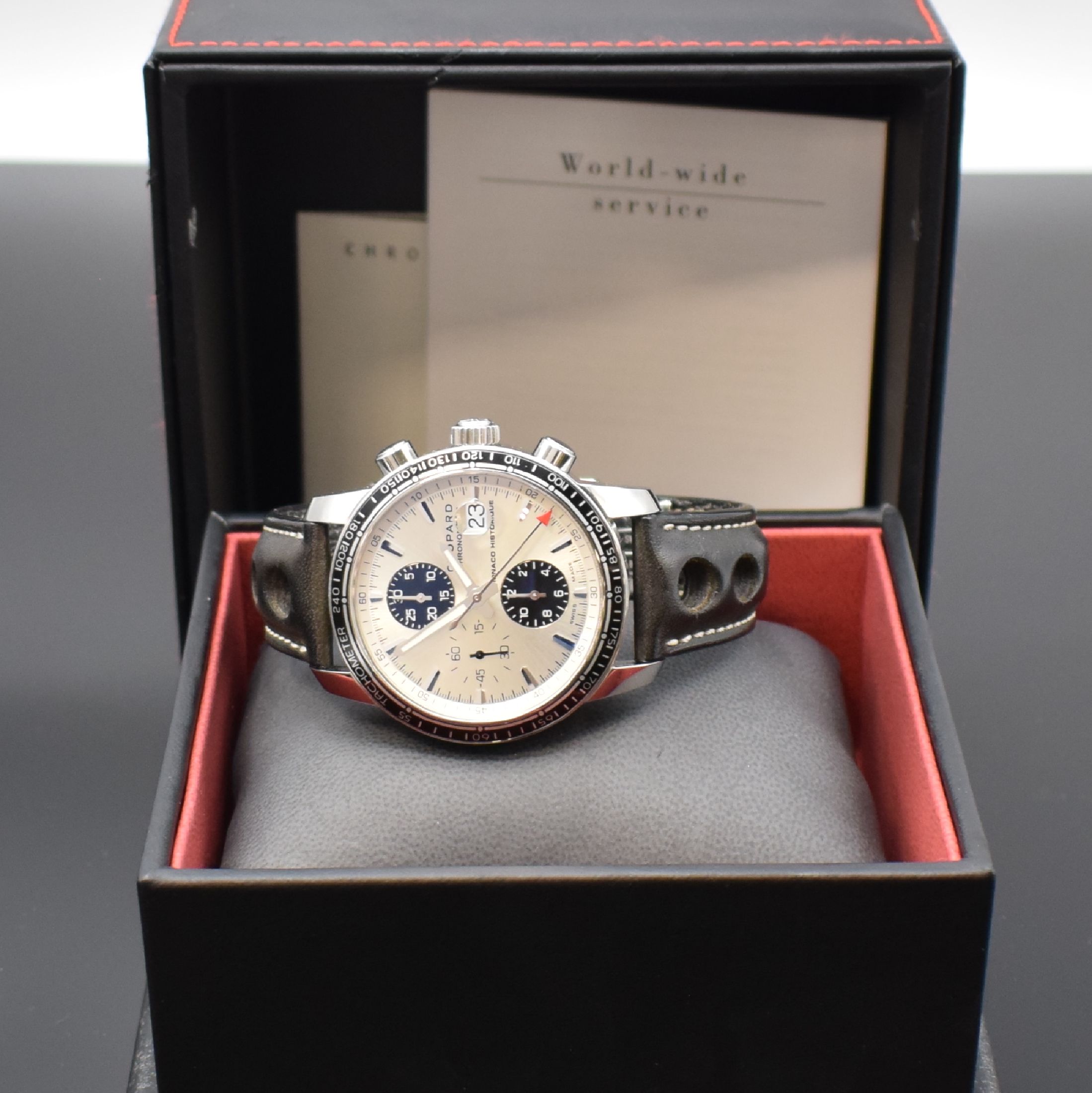 Detail f: CHOPARD Armbandchronograph Grand Prix de Monaco Historique Referenz 168992-3012, Automatik, Chronometer in Edelstahl inkl. orig. Lederband m. dopp. ...