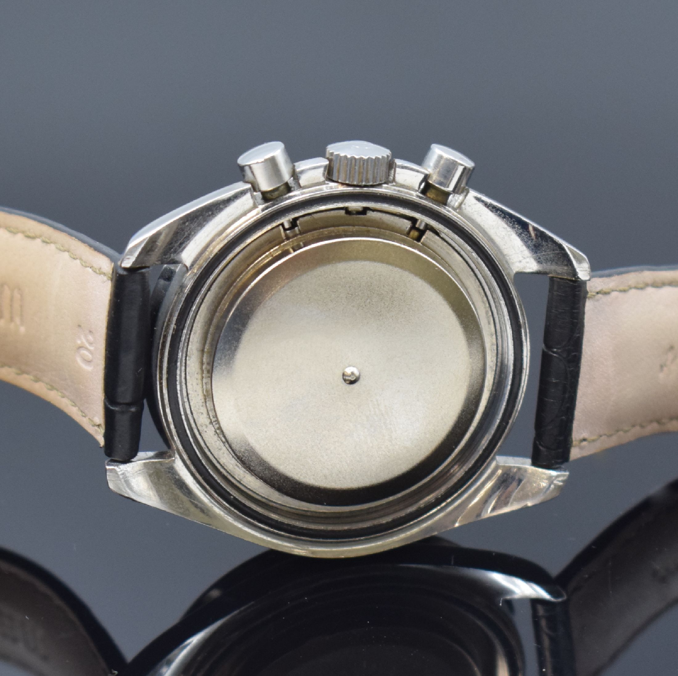 Detail d: OMEGA Speedmaster Professional Referenz 145022-69ST Herrenarmbanduhr mit Chronograph und sog. "Dot over 90" Lünette, Schweiz um 1969, ...