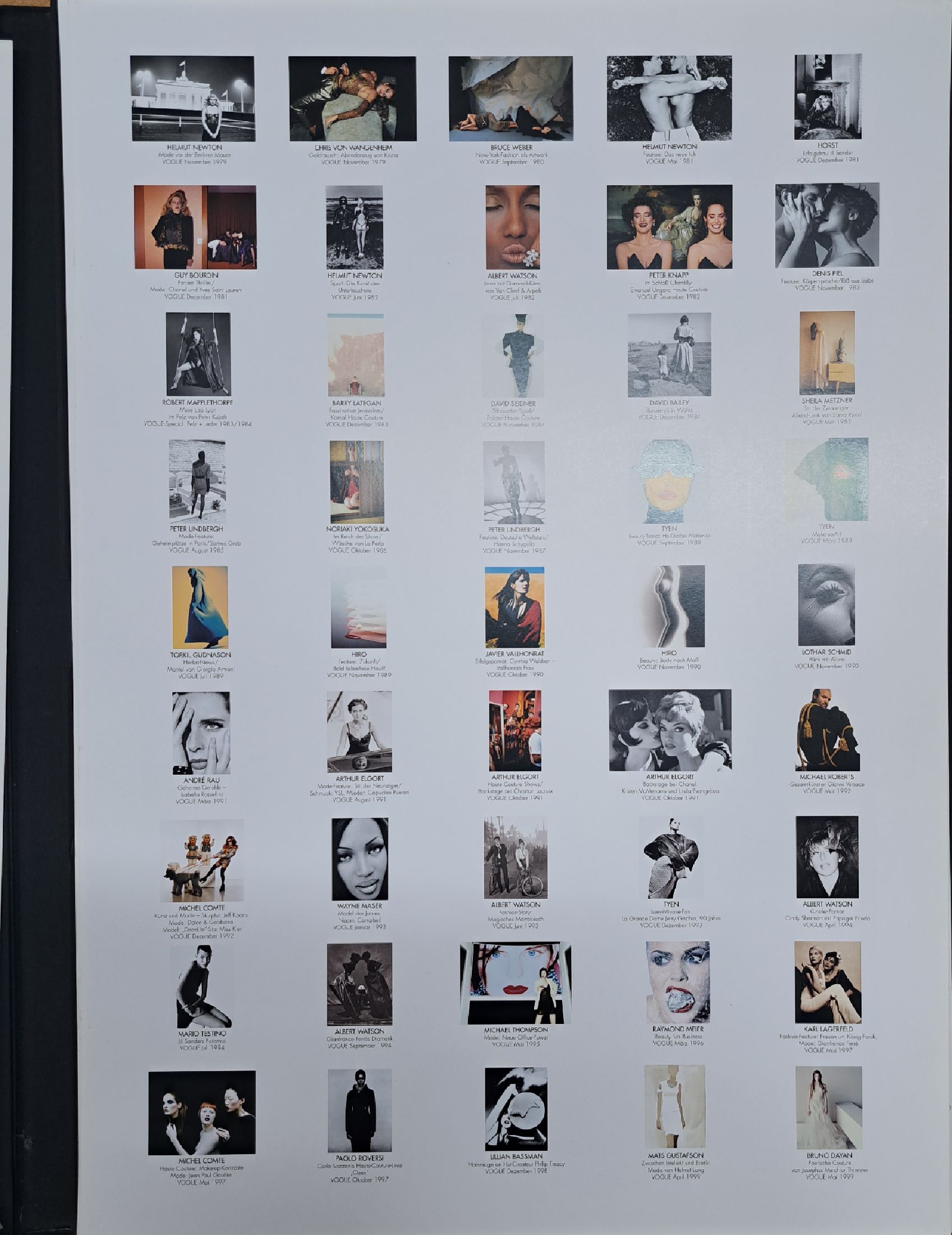 Detail i: Vogue- Limited Edition, Portfolio zum 20ten Jubiläum, 1979-1999, mit insgesamt 45 Fotografien, num. 1845/2000, Berlin Conde Nast Verlag 1999, im ...
