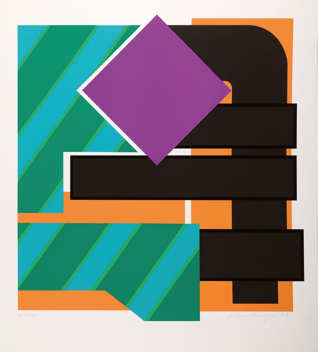Detail a: Helmut Sundhaußen, 1935-2018 Düsseldorf, 8 Farbserigraphien, je unbetitelt, alle handsigniert und datiert 1969, unterschiedliche Auflagen zwischen ...