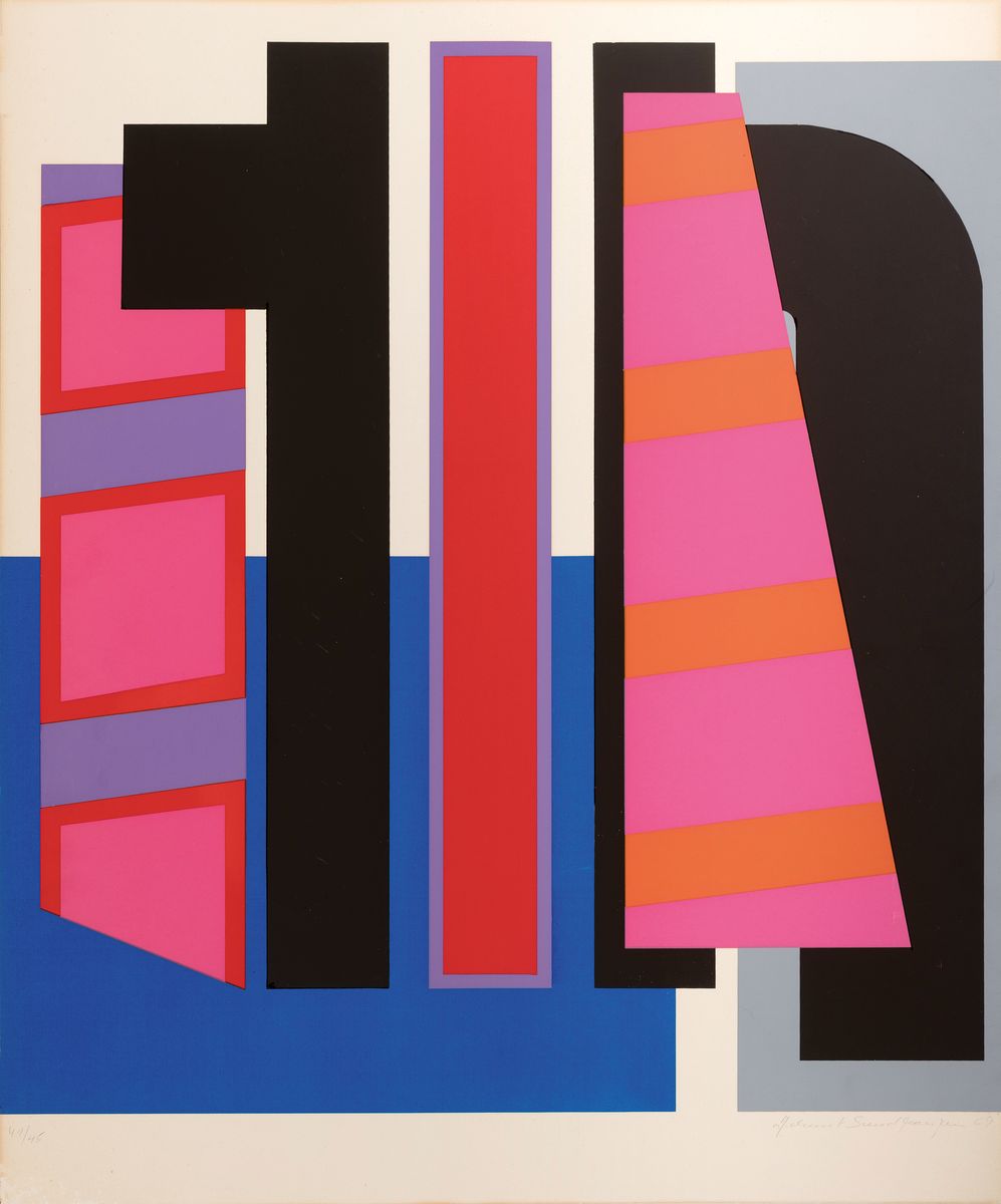 Detail b: Helmut Sundhaußen, 1935-2018 Düsseldorf, 8 Farbserigraphien, je unbetitelt, alle handsigniert und datiert 1969, unterschiedliche Auflagen zwischen ...