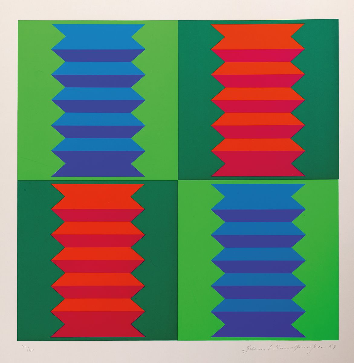 Detail e: Helmut Sundhaußen, 1935-2018 Düsseldorf, 8 Farbserigraphien, je unbetitelt, alle handsigniert und datiert 1969, unterschiedliche Auflagen zwischen ...