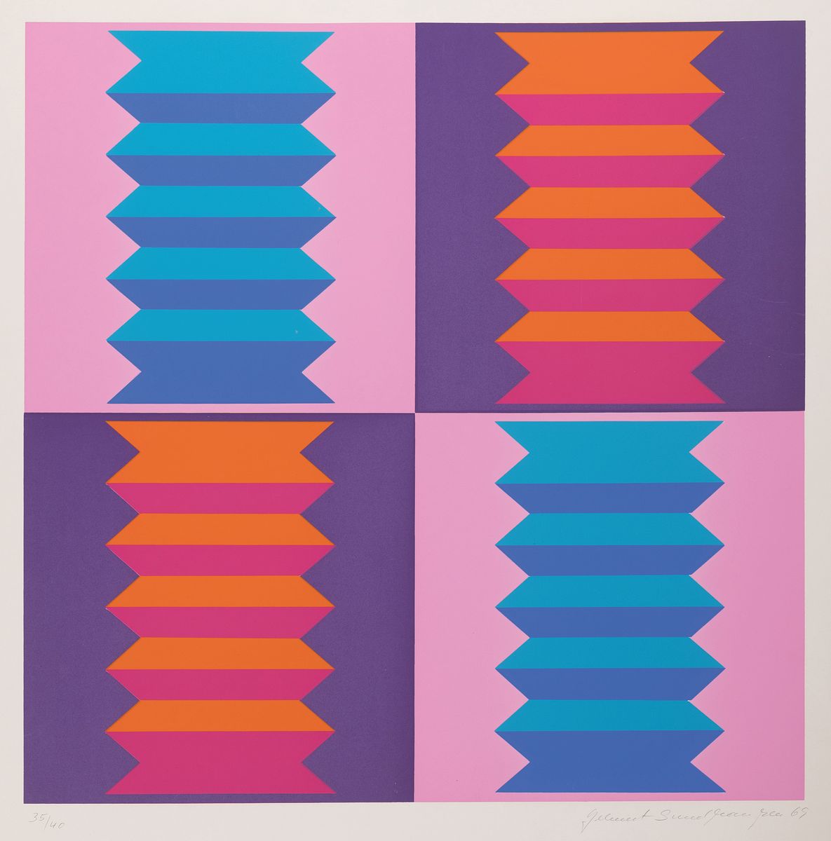 Detail f: Helmut Sundhaußen, 1935-2018 Düsseldorf, 8 Farbserigraphien, je unbetitelt, alle handsigniert und datiert 1969, unterschiedliche Auflagen zwischen ...