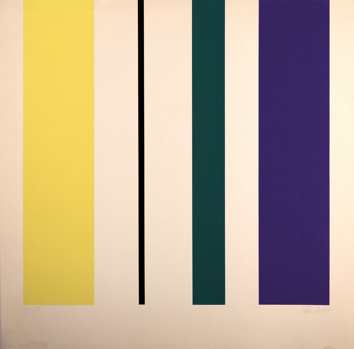 Detail b: Horst Lerche, 1938 Hamburg-2017 Jüchen, 4 Farbserigraphien, je ohne Titel, minimalistische Kompositionen, Ed. 18/50, 14/25, 24/60, 20/50, je ...