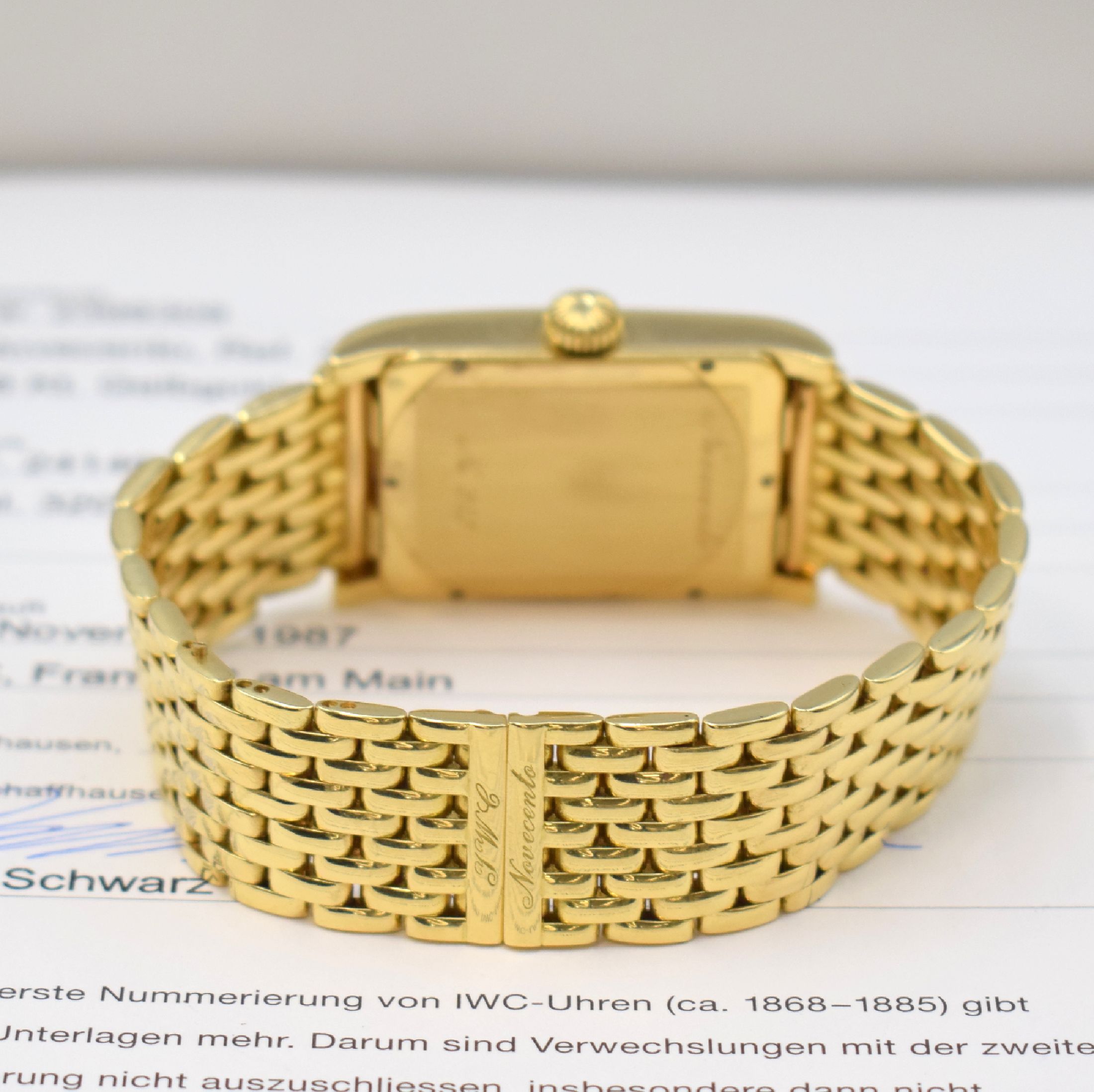 Detail b: IWC feine, astronomische Herrenarmbanduhr mit ewigem Kalender Modell Novecento in GG 750/000 Referenz 3545, Automatik, orig. Gliederband m. dopp. ...
