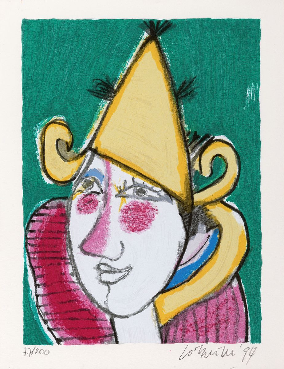 Detail f: Corneille, 1922 Lüttich-2010 Auvers-sur-Oise , 2 Farblithographien, Pierrot, 1994, Ed. 77/200 und Frau mit Katze und Vogel, 1994, Ed.6/200, je ...