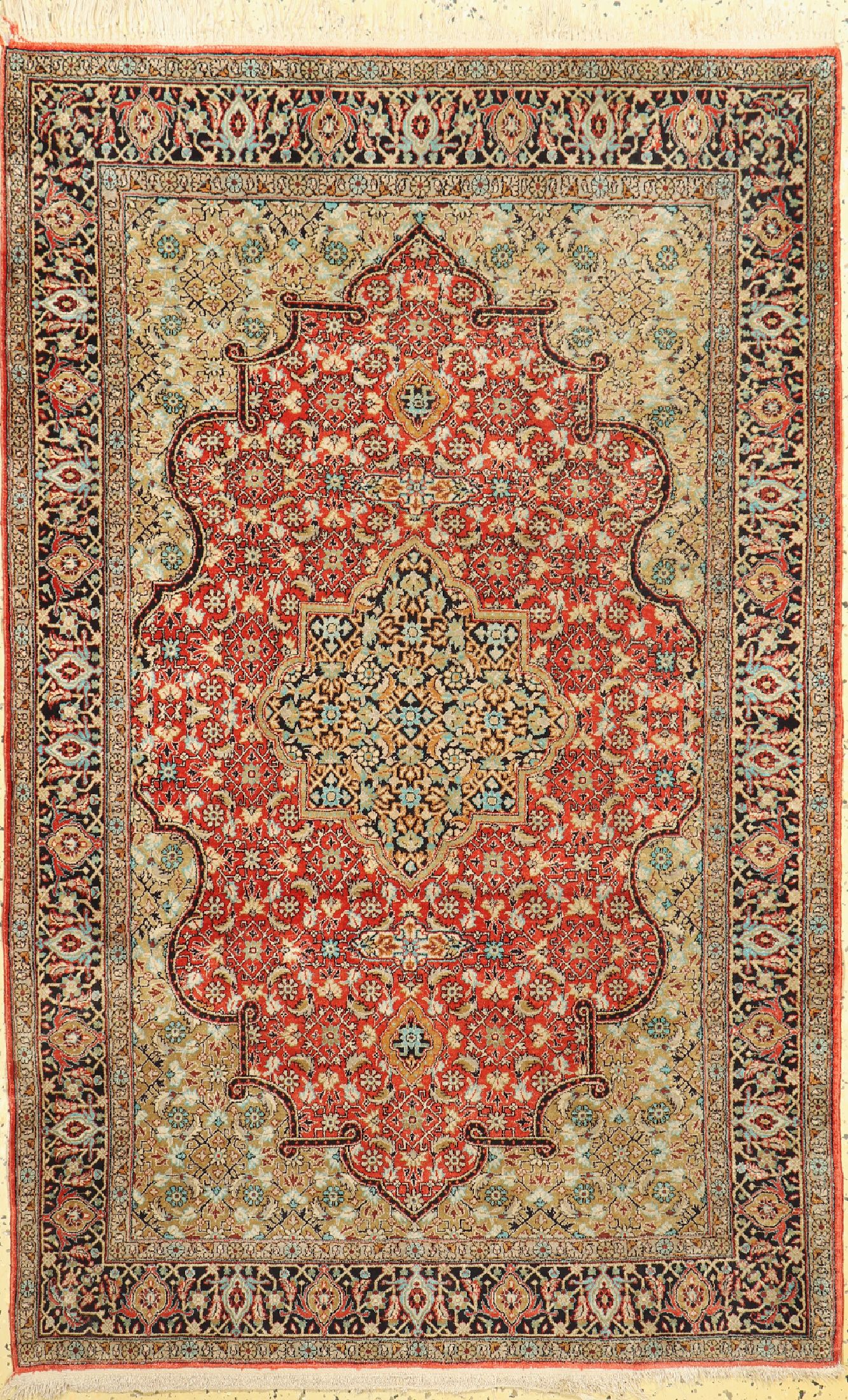 Ghom Seide, Persien, ca. 60 Jahre, reine Naturseide, ca. 165 x 105 cm, EHZ: 2