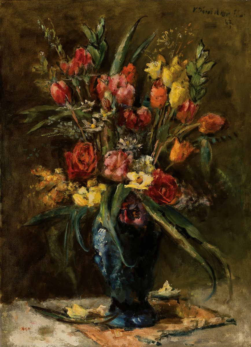 Carl Dörrbecker, 1894-1983 Frankfurt am Main , Blumenstillleben, rechts oben signiert und datiert 1967, Öl/Lwd, Rahmen, 87x 67 cm
