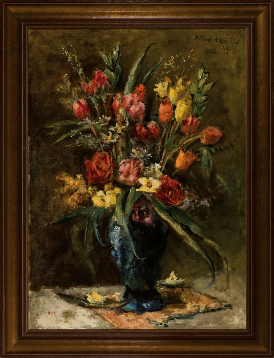 Detail k: Carl Dörrbecker, 1894-1983 Frankfurt am Main , Blumenstillleben, rechts oben signiert und datiert 1967, Öl/Lwd, Rahmen, 87x 67 cm