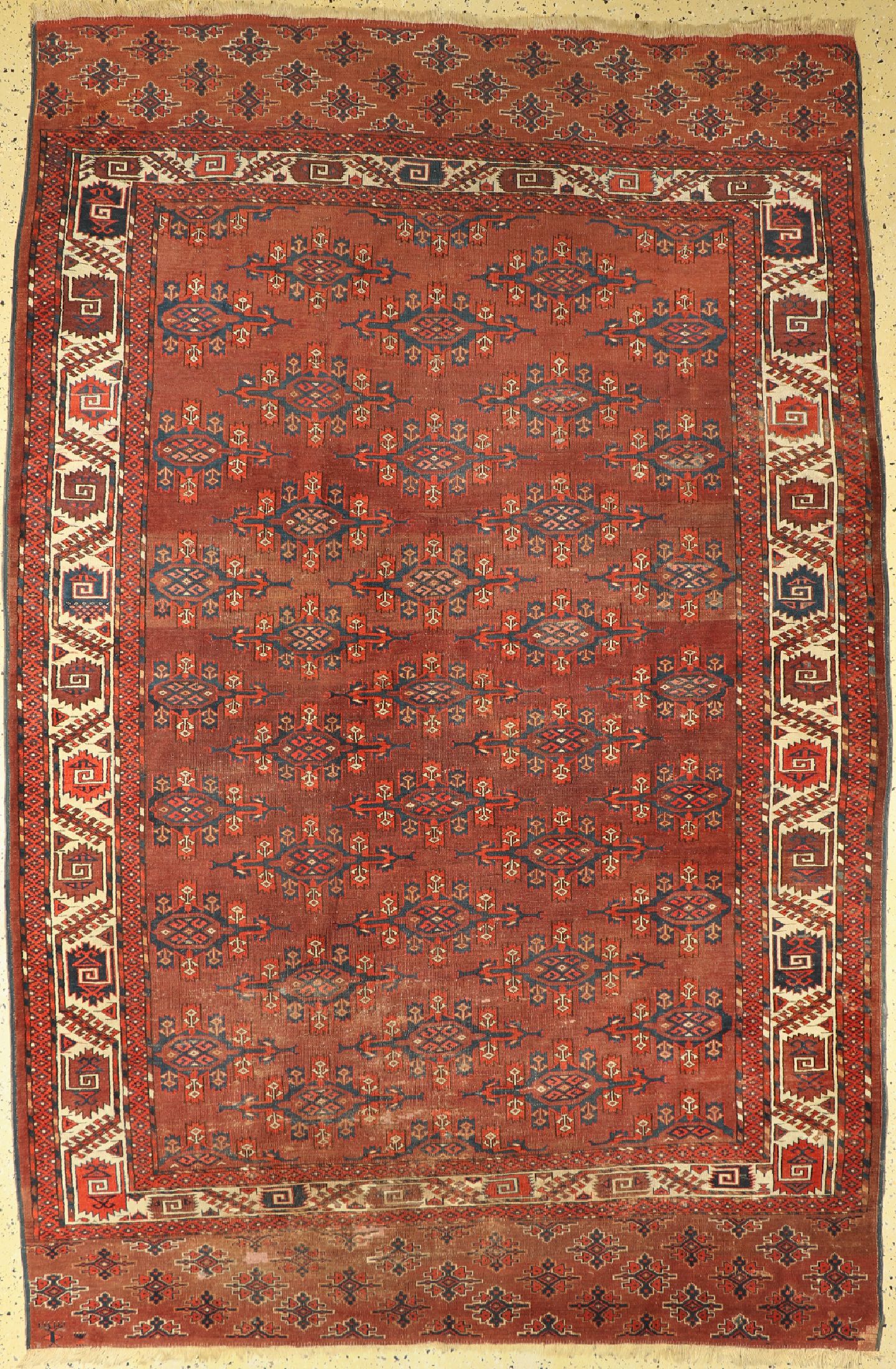Yomud Hauptteppich, Turkmenistan, 19.Jhd, Wolle auf Wolle, ca. 295 x 200 cm, EHZ: 3, (Alte Restaurierungen)