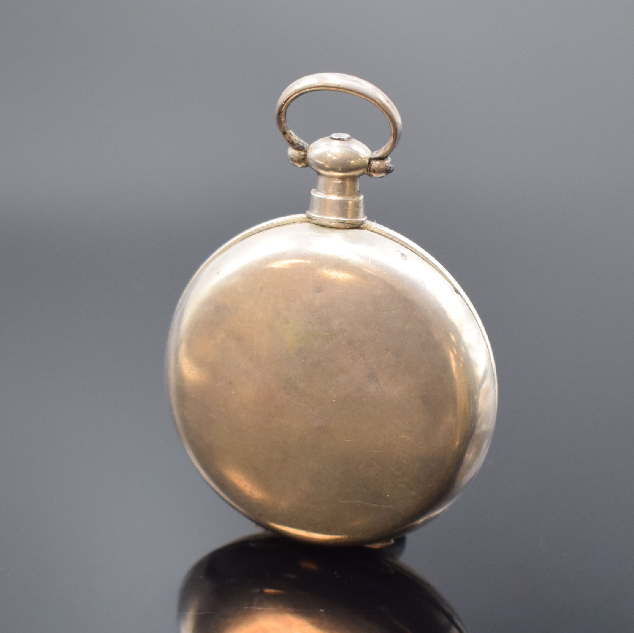 Detail a: Offene Taschenuhr für chinesischen Markt, Schweiz um 1880, Silbergehäuse, bemaltes Zifferbl. m. röm. Zahlen, Scheinpendel b. 6, Birnenzeiger, ...