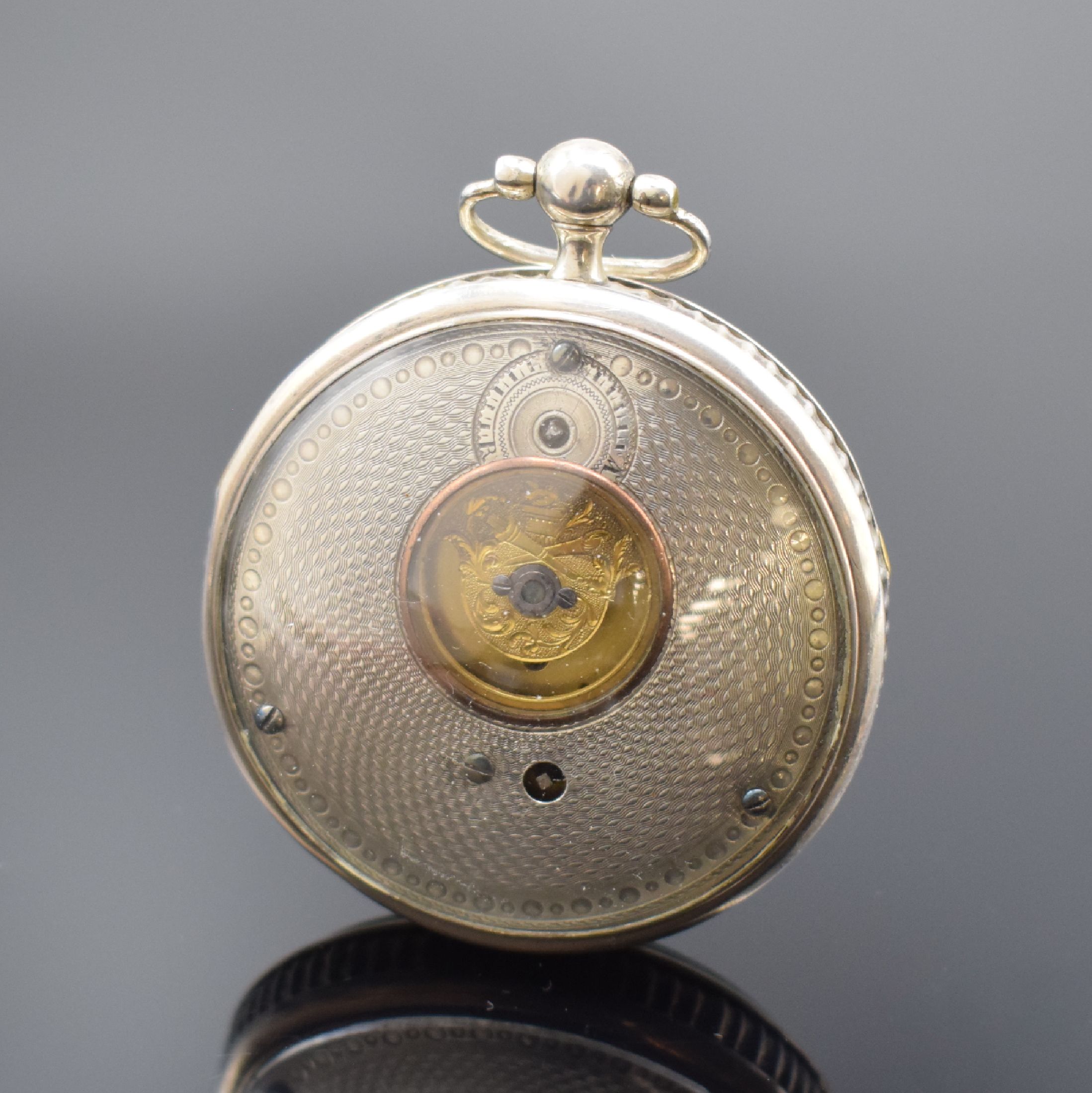 Detail a: VAUCHER interessante Spindeltaschenuhr mit Kompass und kleiner Sekunde, Schweiz um 1800, beids. vergl. Silbergehäuse, Emailzifferbl. besch. m. ...