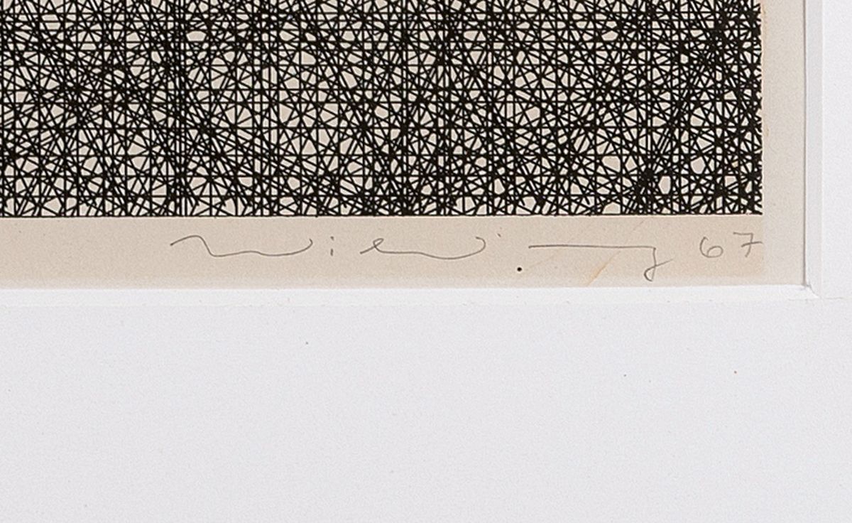 Detail a: Ludwig Wilding, 1927 Grünstadt/Pfalz-2010, bekannter Vertreter der deutschen op-Art und Kinetik, hier: Lithographie, handsigniert und dat. 67, ca. ...