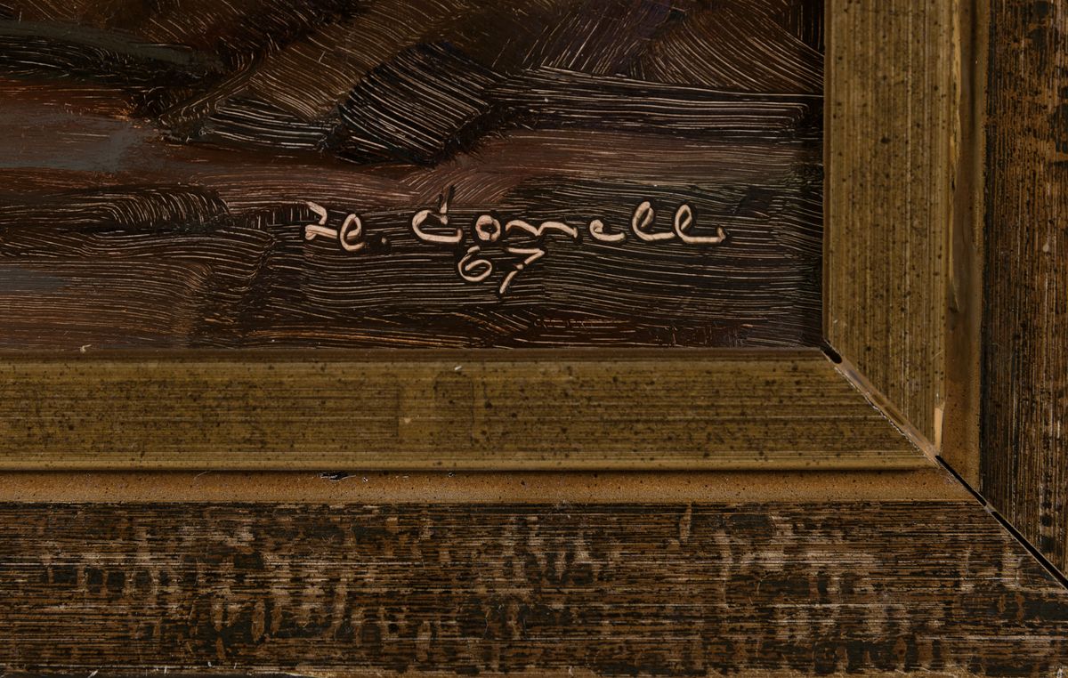 Detail a: Hermann Corell, 1905-1976 Neustadt a.d.Weinstraße, Blühende Zweige in Krug, Öl/Hartfaser, rechts unten signiert, ca. 40x30cm, R. ca. 47x37cm