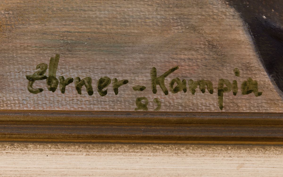 Detail a: Josef Zörner-Kampia, geb. 1925, 3 Arbeiten: Im Hambacher Schloß, Öl/Lwd, sign. und dat. 81, ca. 60x50cm, R. ca. 67x57cm; Gebäude im Park, ...