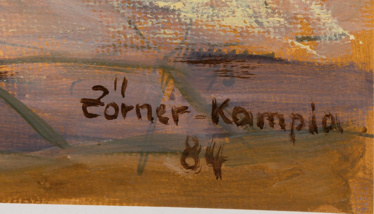 Detail b: Josef Zörner-Kampia, geb. 1925, 3 Arbeiten: Im Hambacher Schloß, Öl/Lwd, sign. und dat. 81, ca. 60x50cm, R. ca. 67x57cm; Gebäude im Park, ...