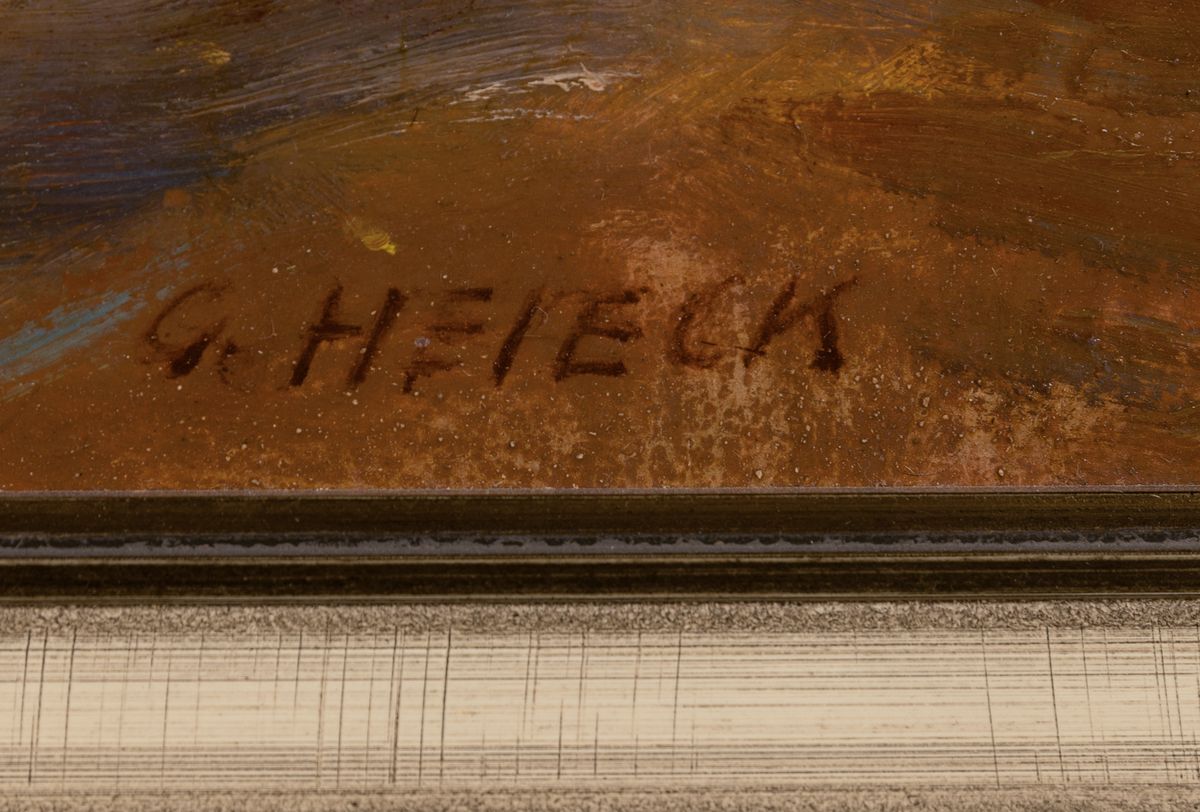 Detail a: Georg Heieck, 1903 Ludwigshafen-1977 Mannheim, Blumenstillleben, Öl/Malkarton, re. unten sign., ca. 40x48cm, R. ca. 48x56cm